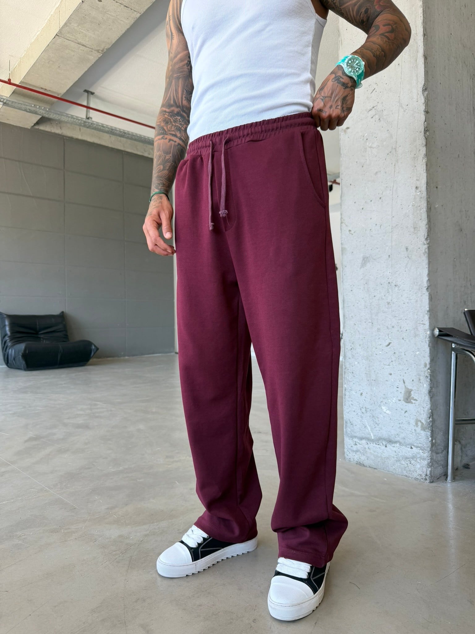 Premium Basic Baggy Eşofman - Bordo