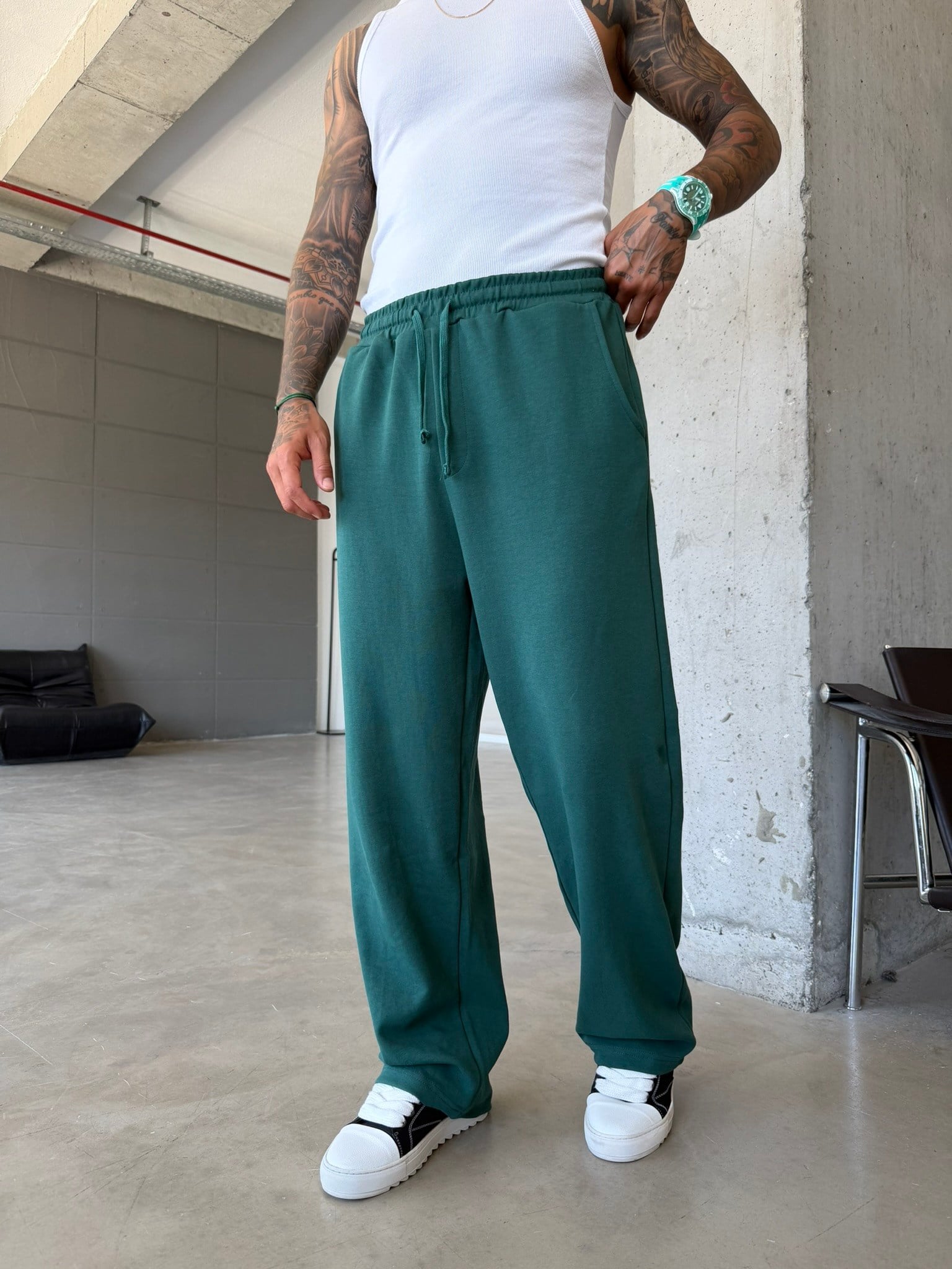Premium Basic Baggy Eşofman - Yeşil