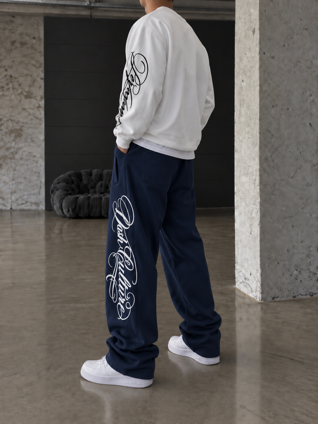 Premium Basic Nakışlı Baggy Eşfoman