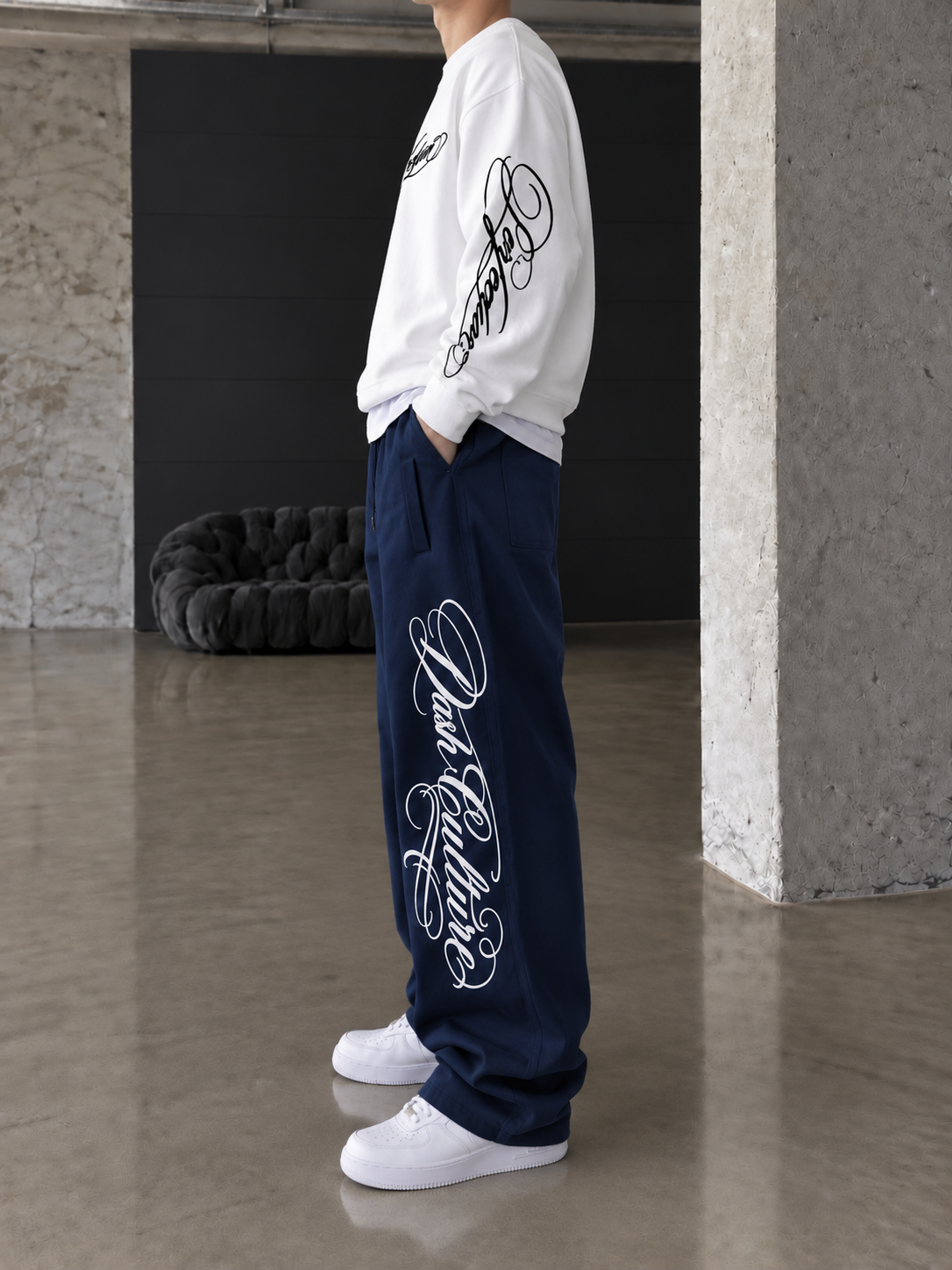 Premium Basic Nakışlı Baggy Eşfoman