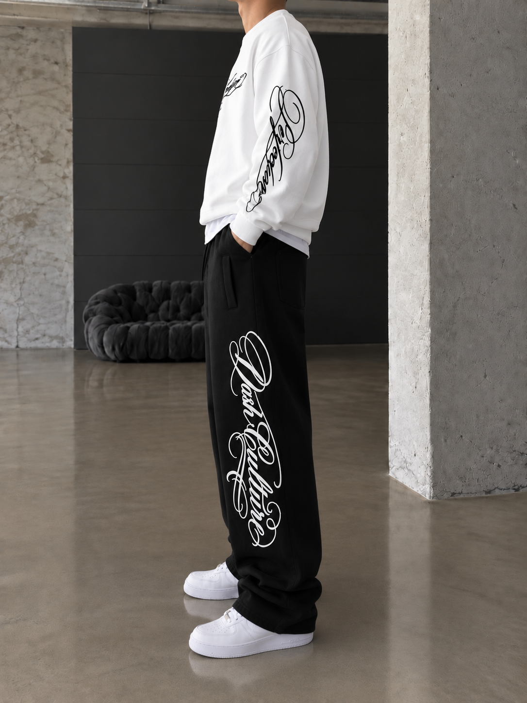 Premium Basic Nakışlı Baggy Eşfoman
