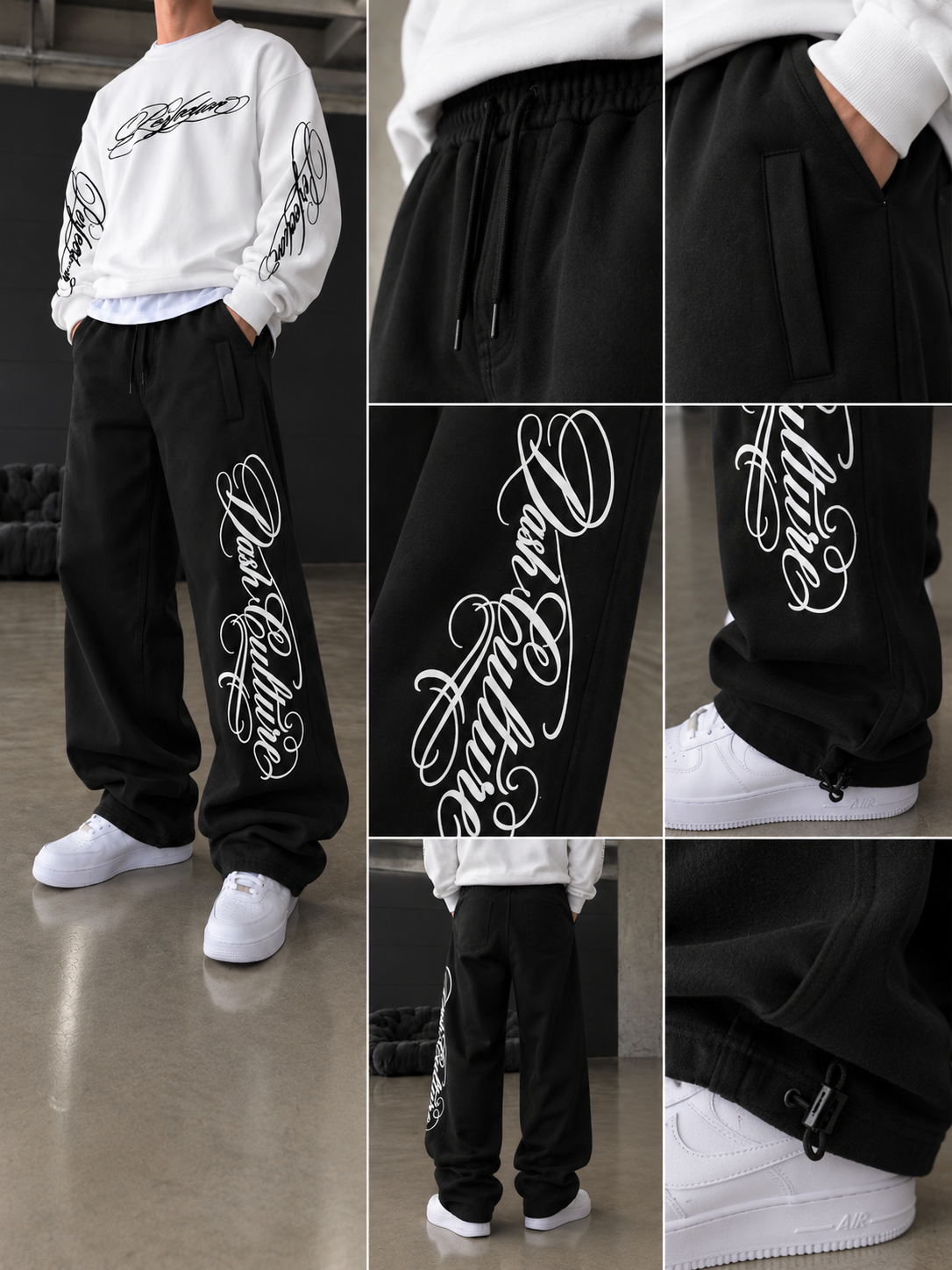 Premium Basic Nakışlı Baggy Eşfoman
