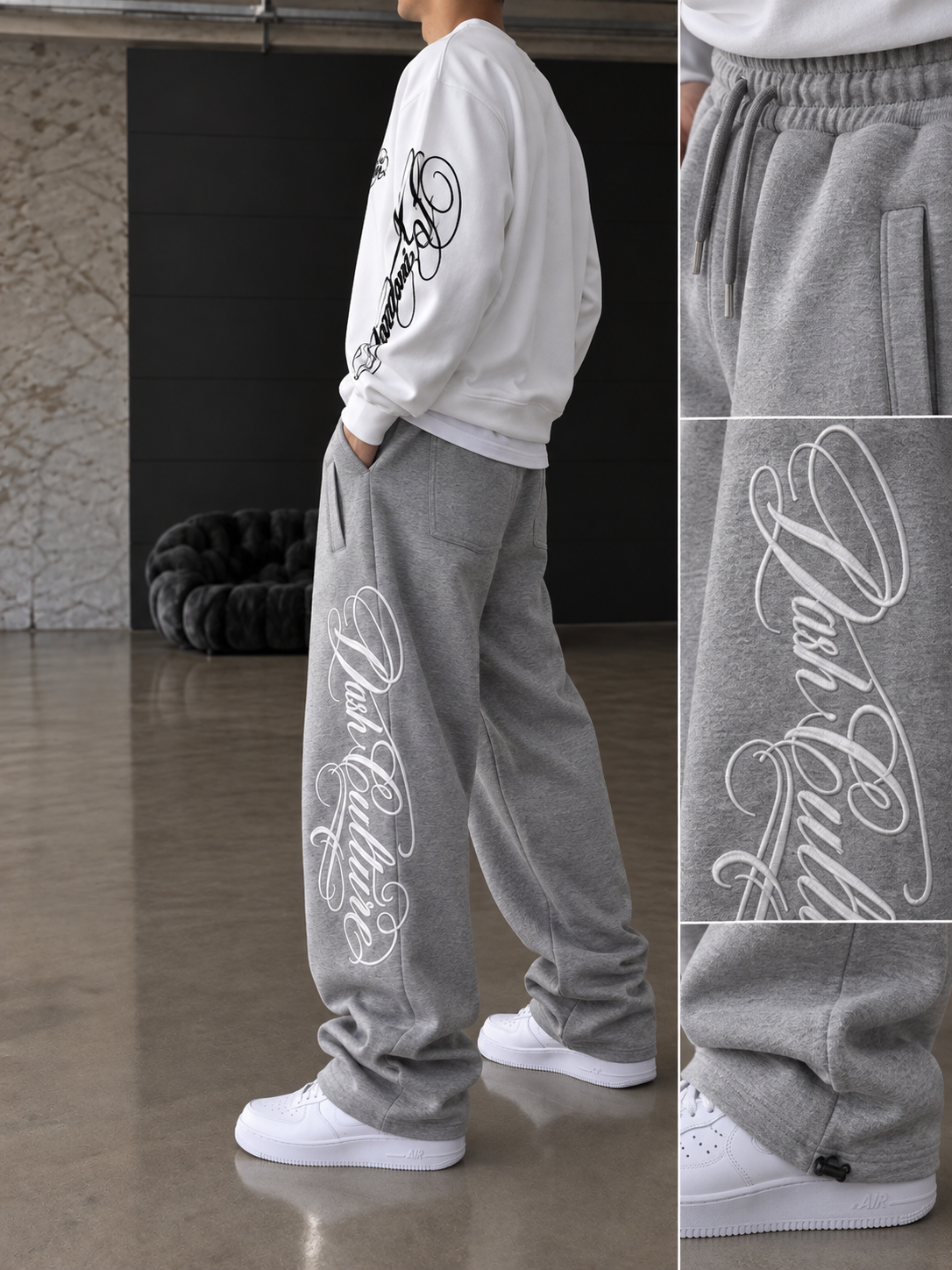 Premium Basic Nakışlı Baggy Eşfoman
