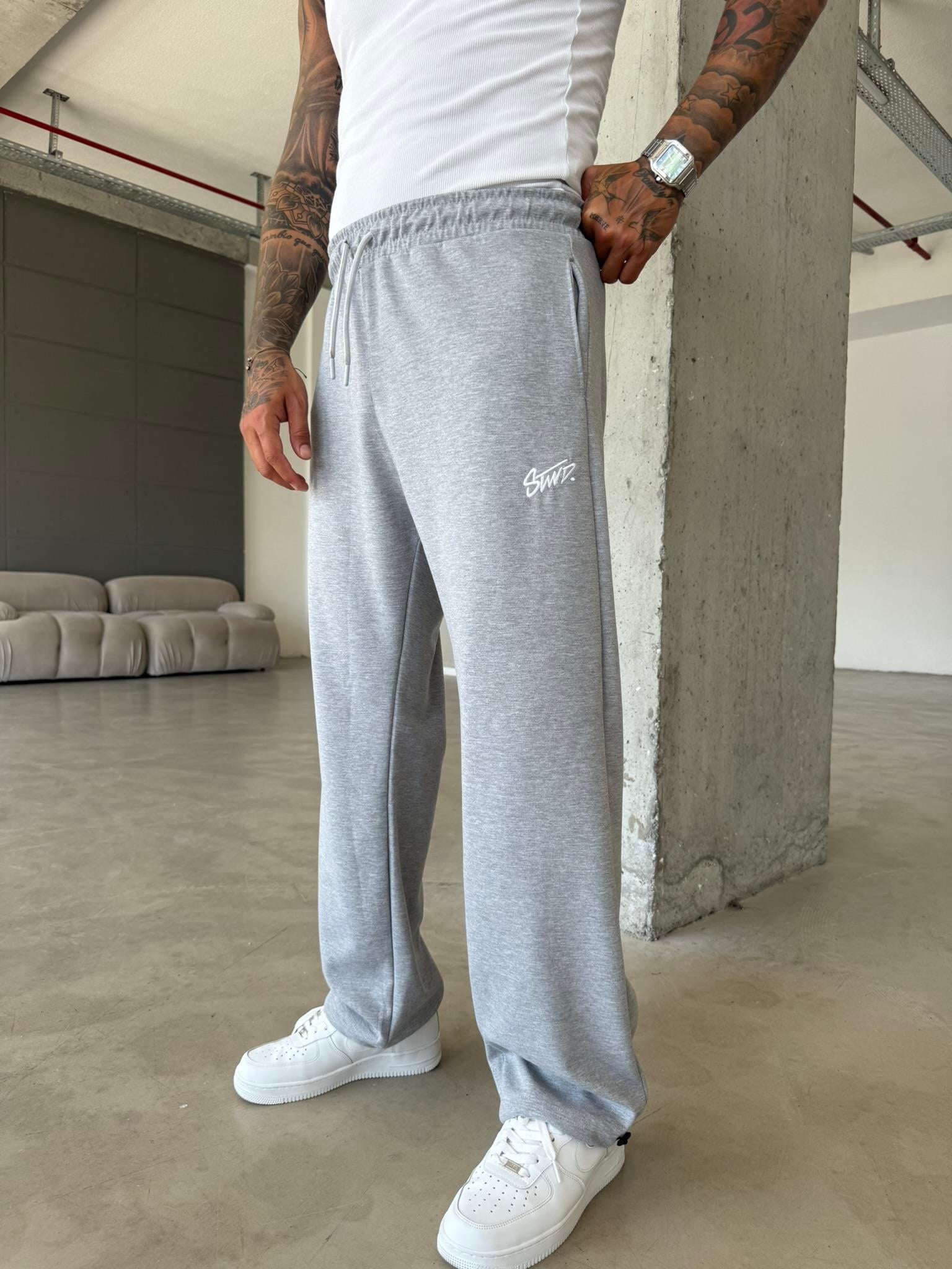 Premium Basic Nakışlı Baggy Eşofman - Gri