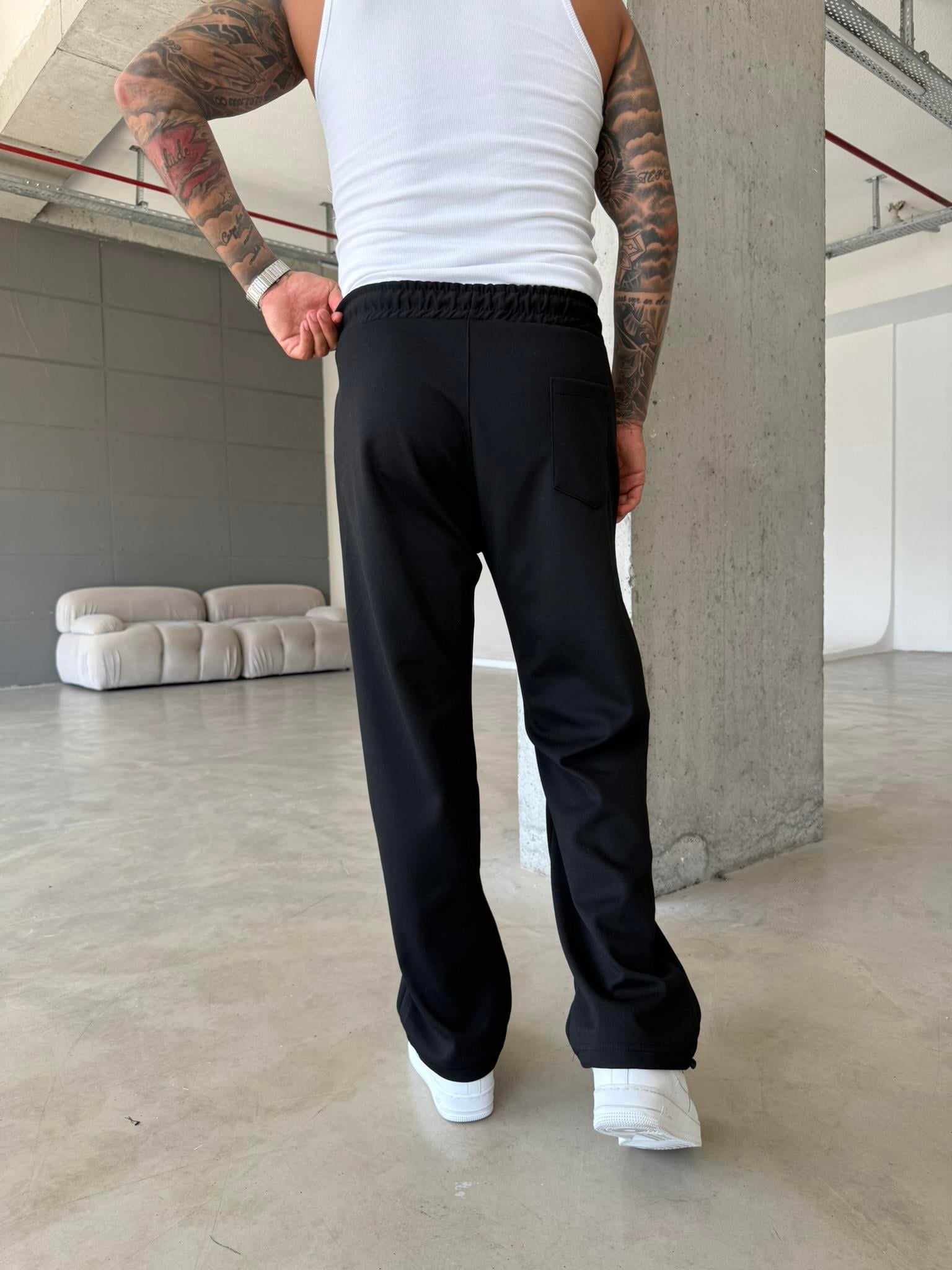 Premium Basic Nakışlı Baggy Eşofman - Siyah