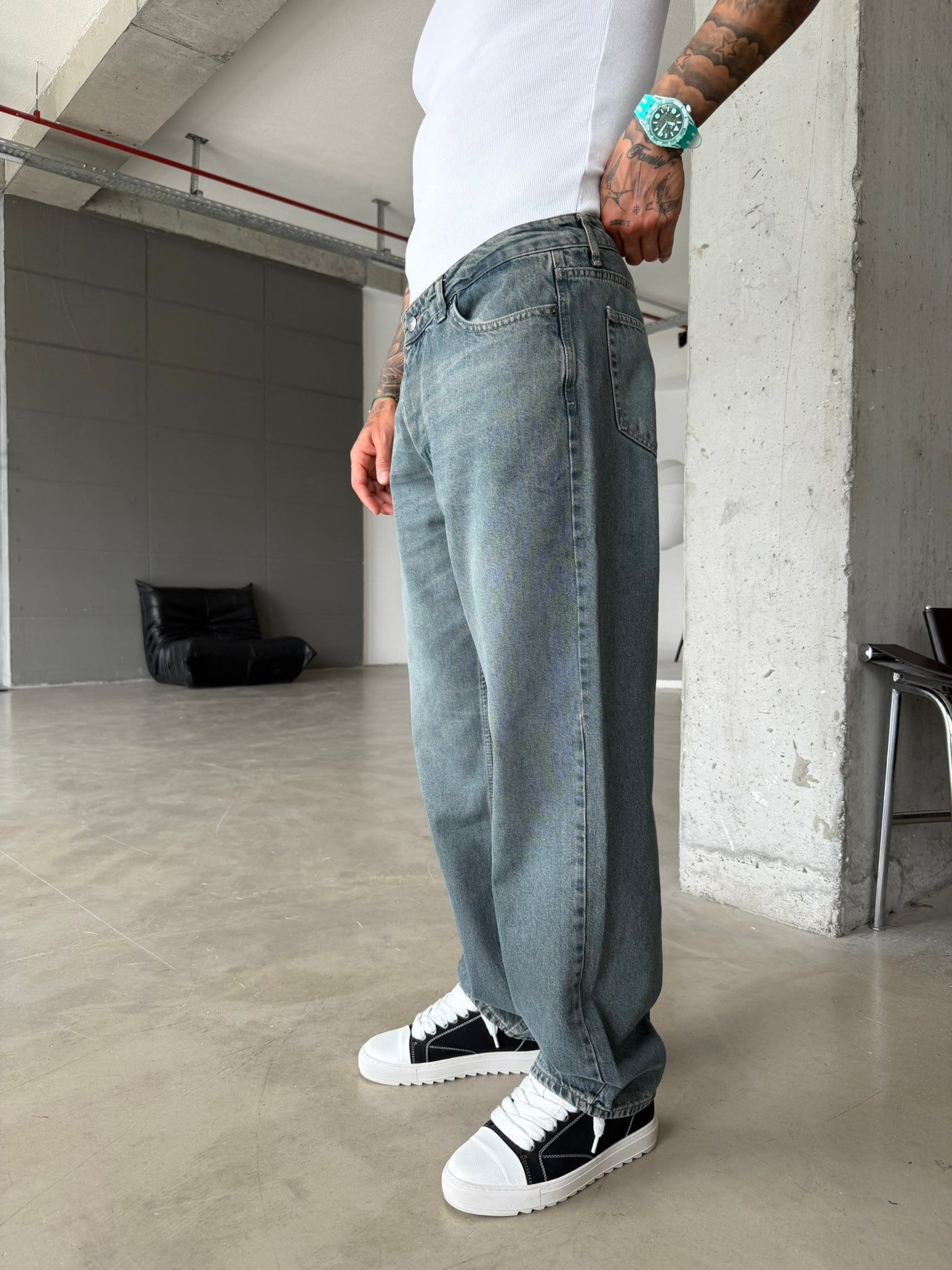 Premium Basic Yıkamalı Pantolon - Koyu Mavi