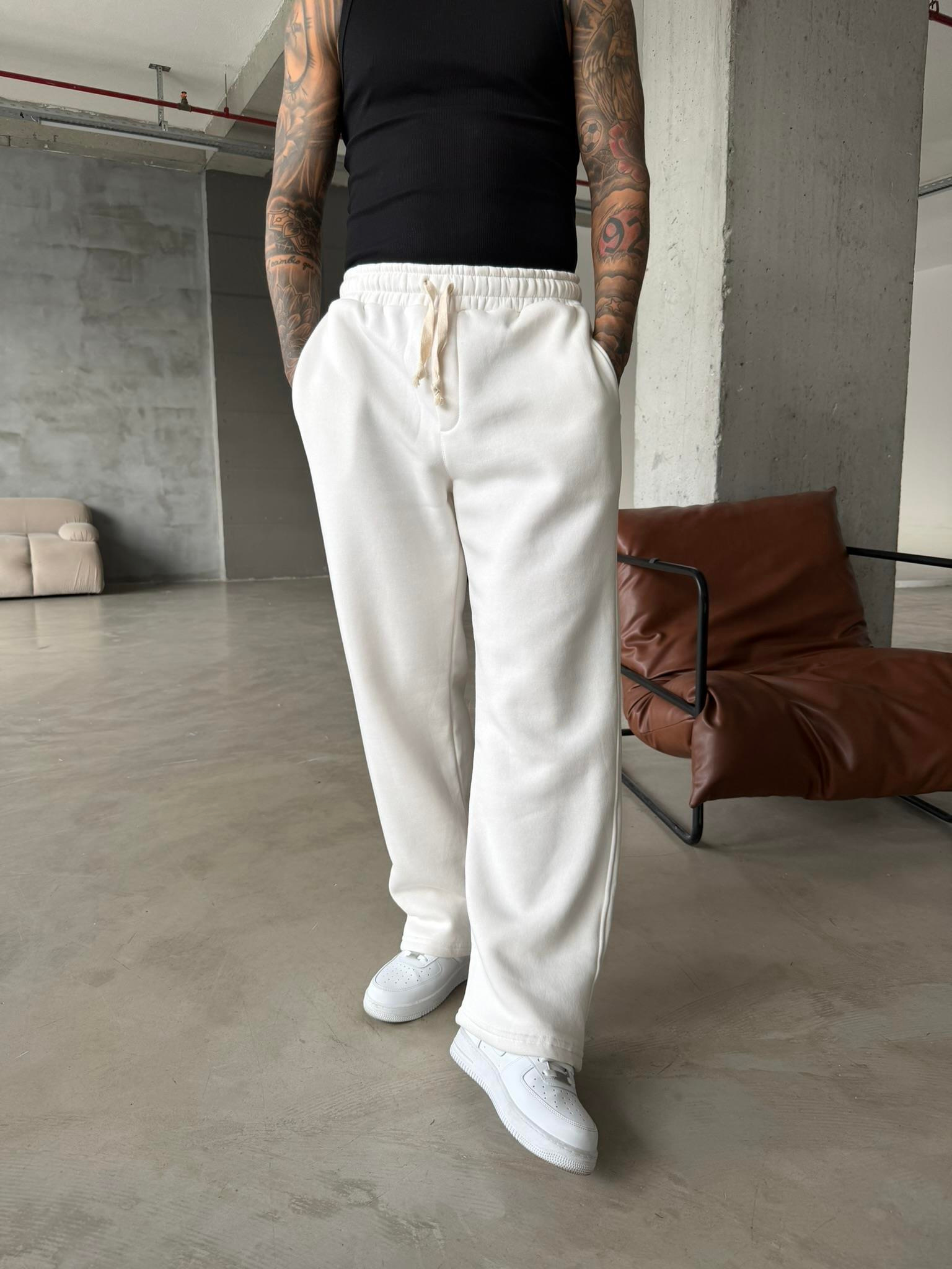 Premium İp Detaylı Basic Eşofman - Beyaz