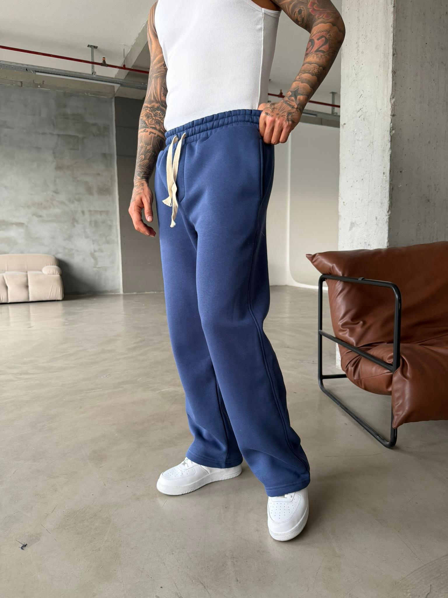 Premium İp Detaylı Basic Eşofman - İndigo