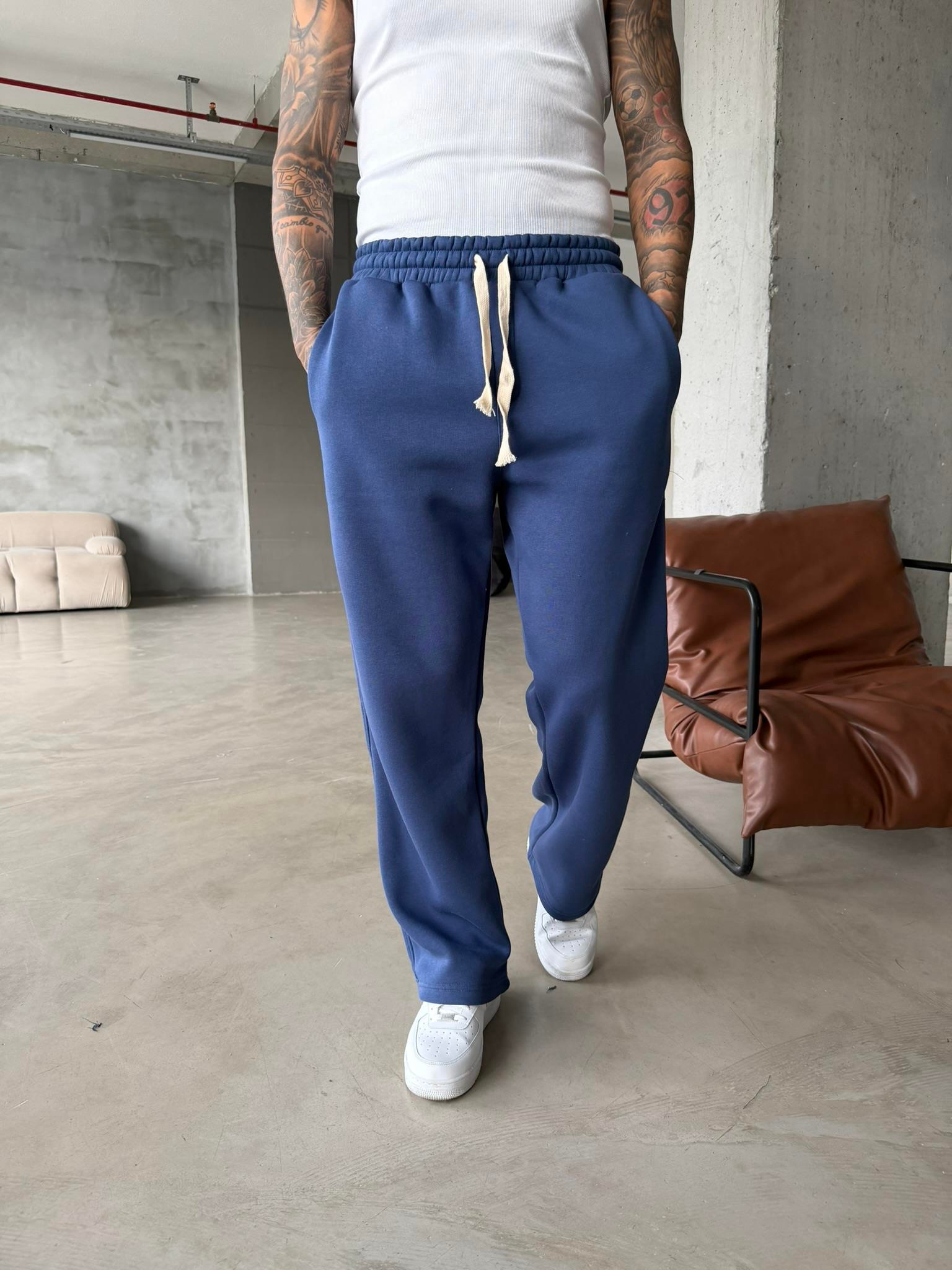 Premium İp Detaylı Basic Eşofman - İndigo