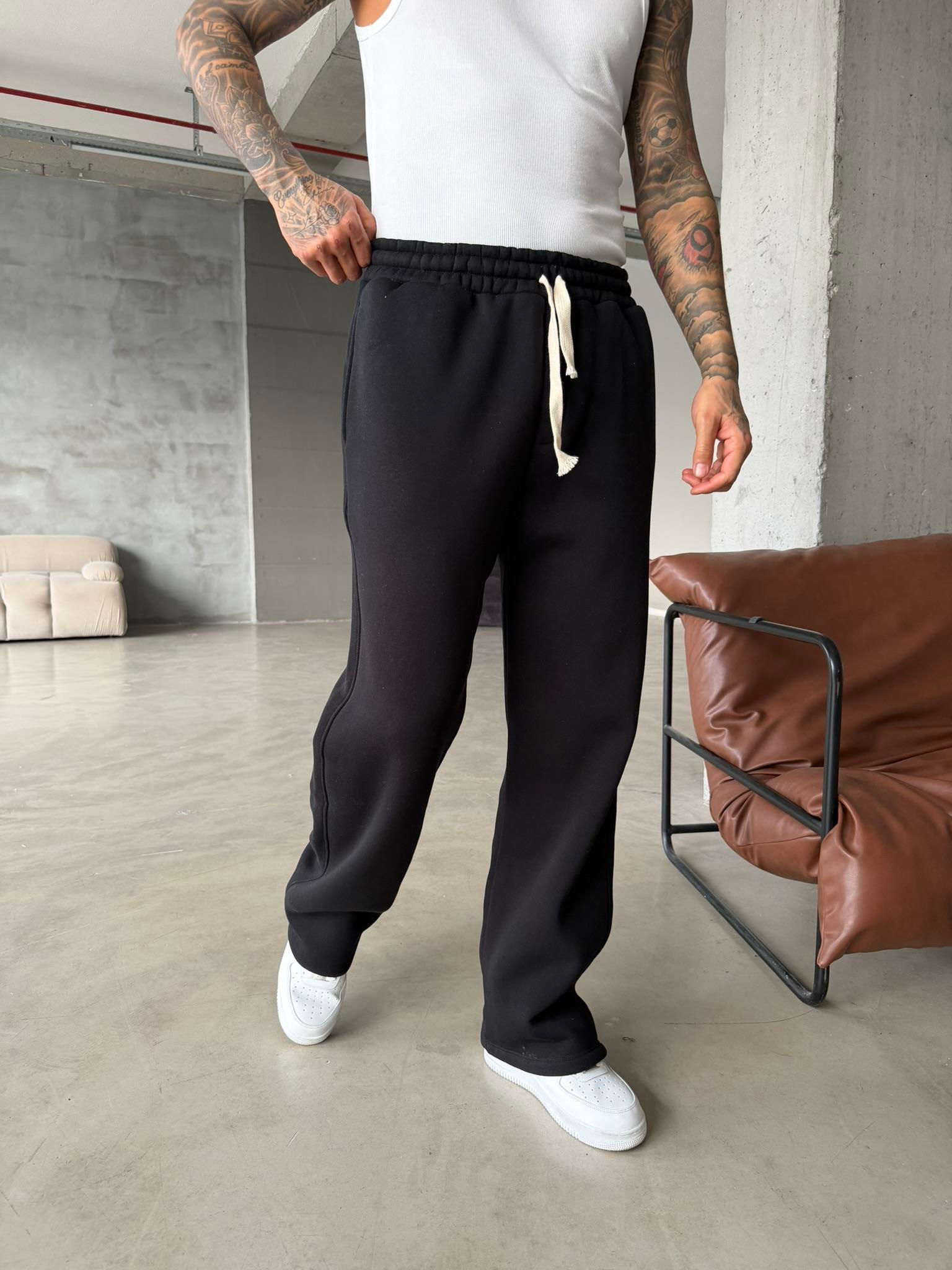 Premium İp Detaylı Basic Eşofman - Siyah