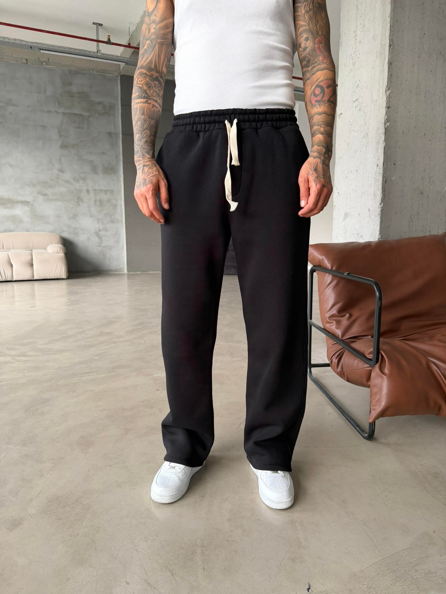 Premium İp Detaylı Basic Eşofman - Siyah