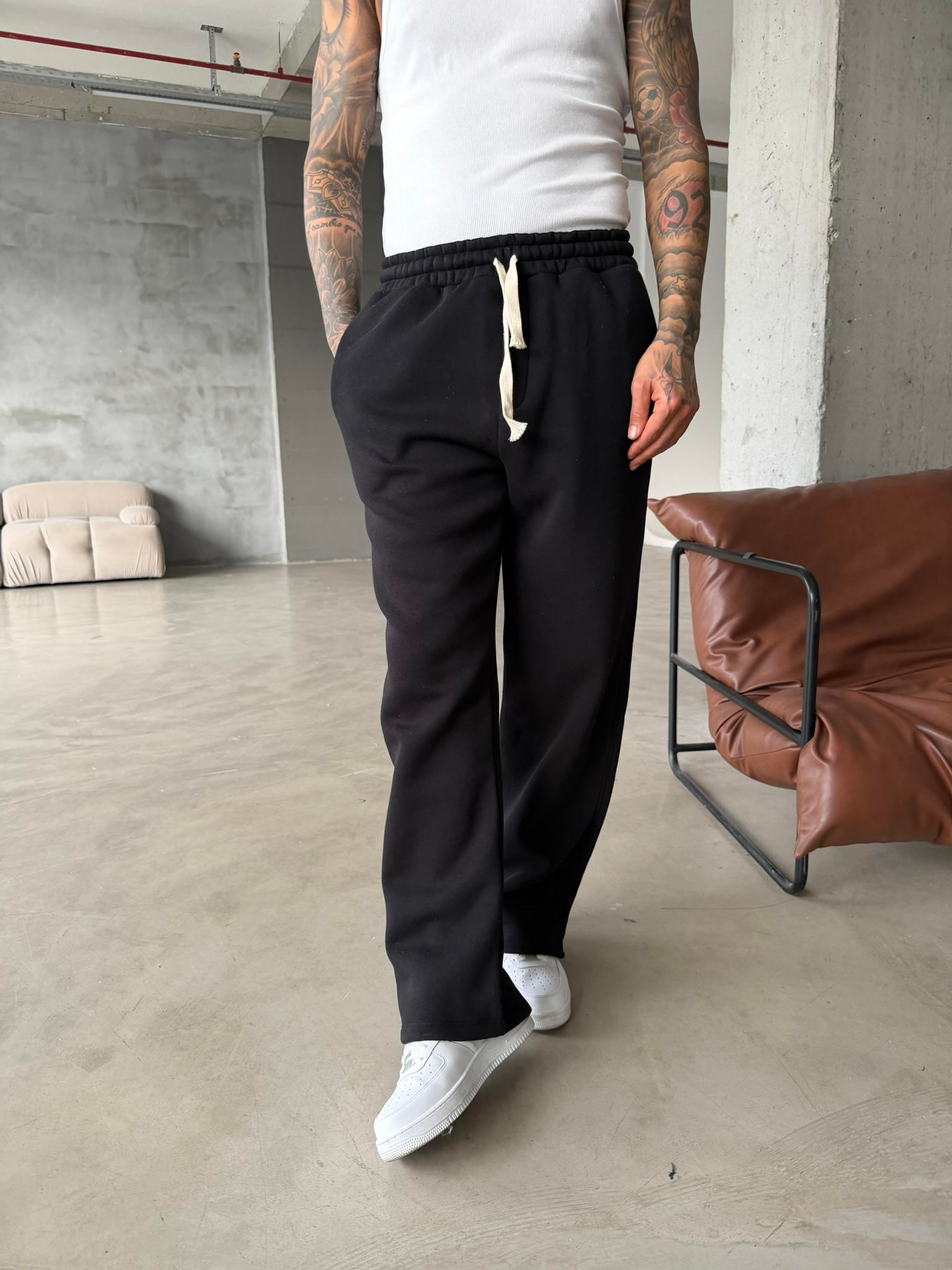 Premium İp Detaylı Basic Eşofman - Siyah