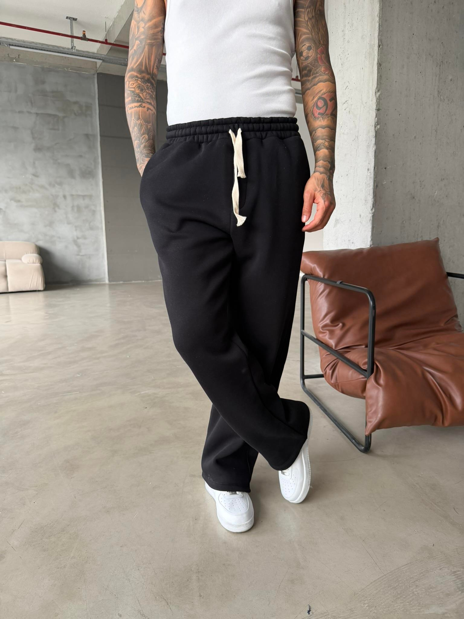 Premium İp Detaylı Basic Eşofman - Siyah