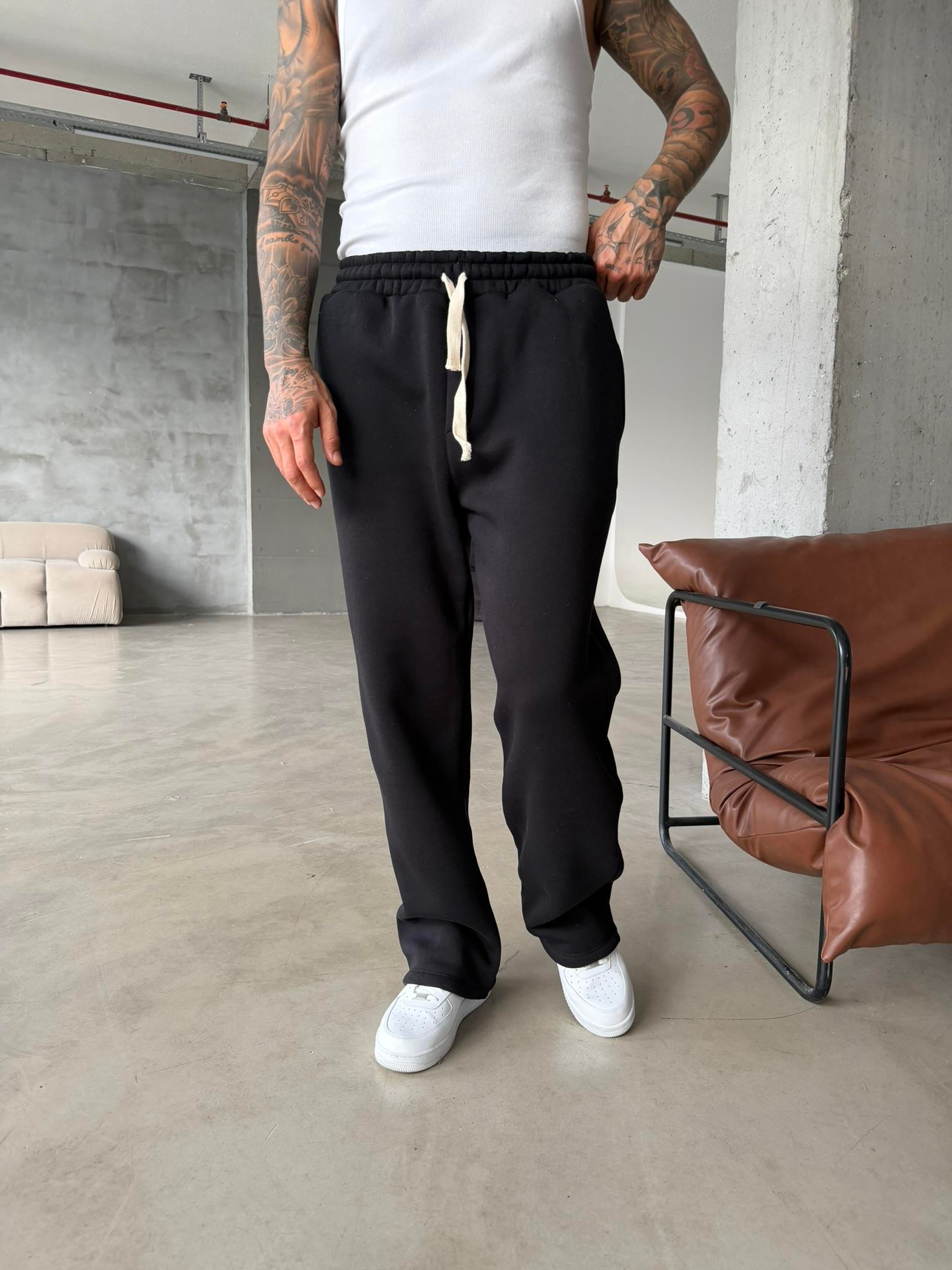 Premium İp Detaylı Basic Eşofman - Siyah