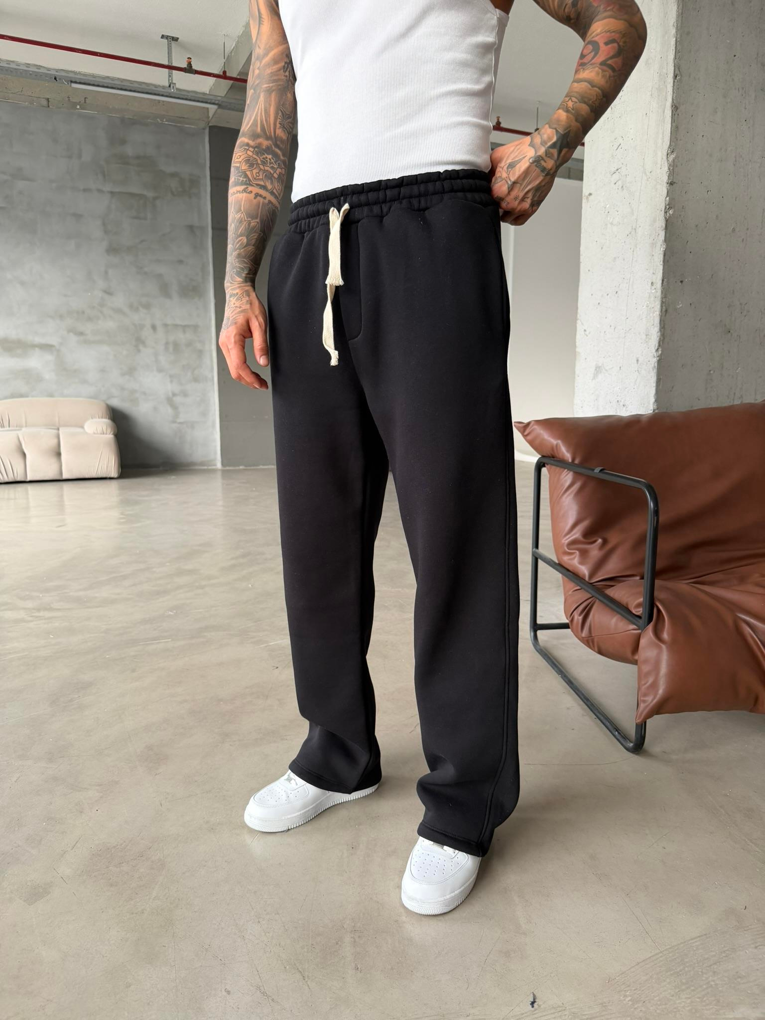 Premium İp Detaylı Basic Eşofman - Siyah