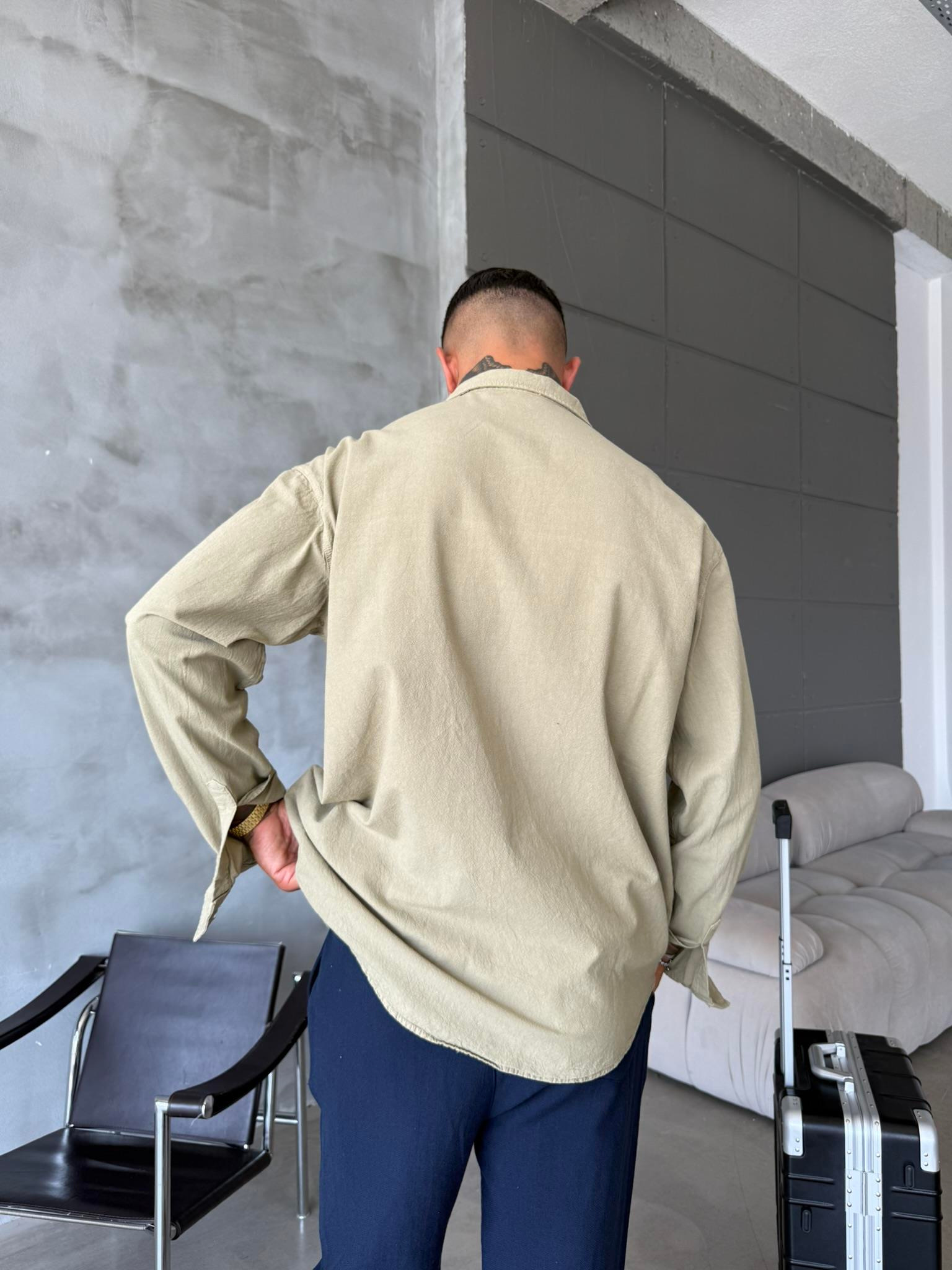 Premium Keten Gömlek Basic - Haki