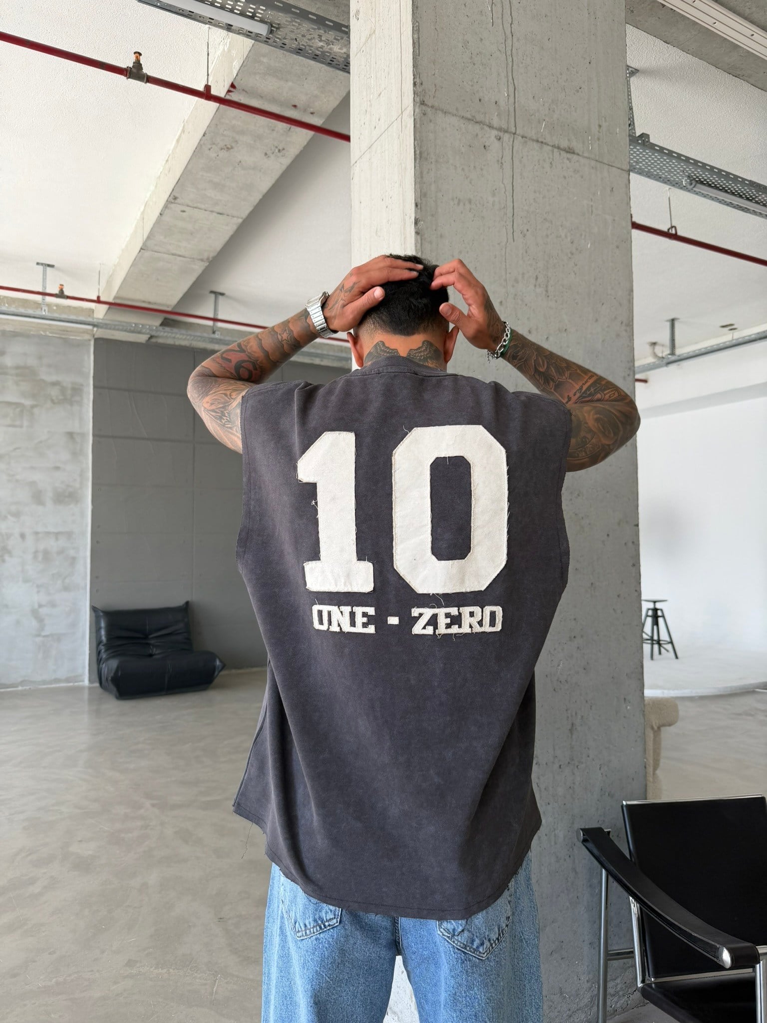Premium One - Zero Nakışlı Sıfır Kol T-Shirt - Kahve