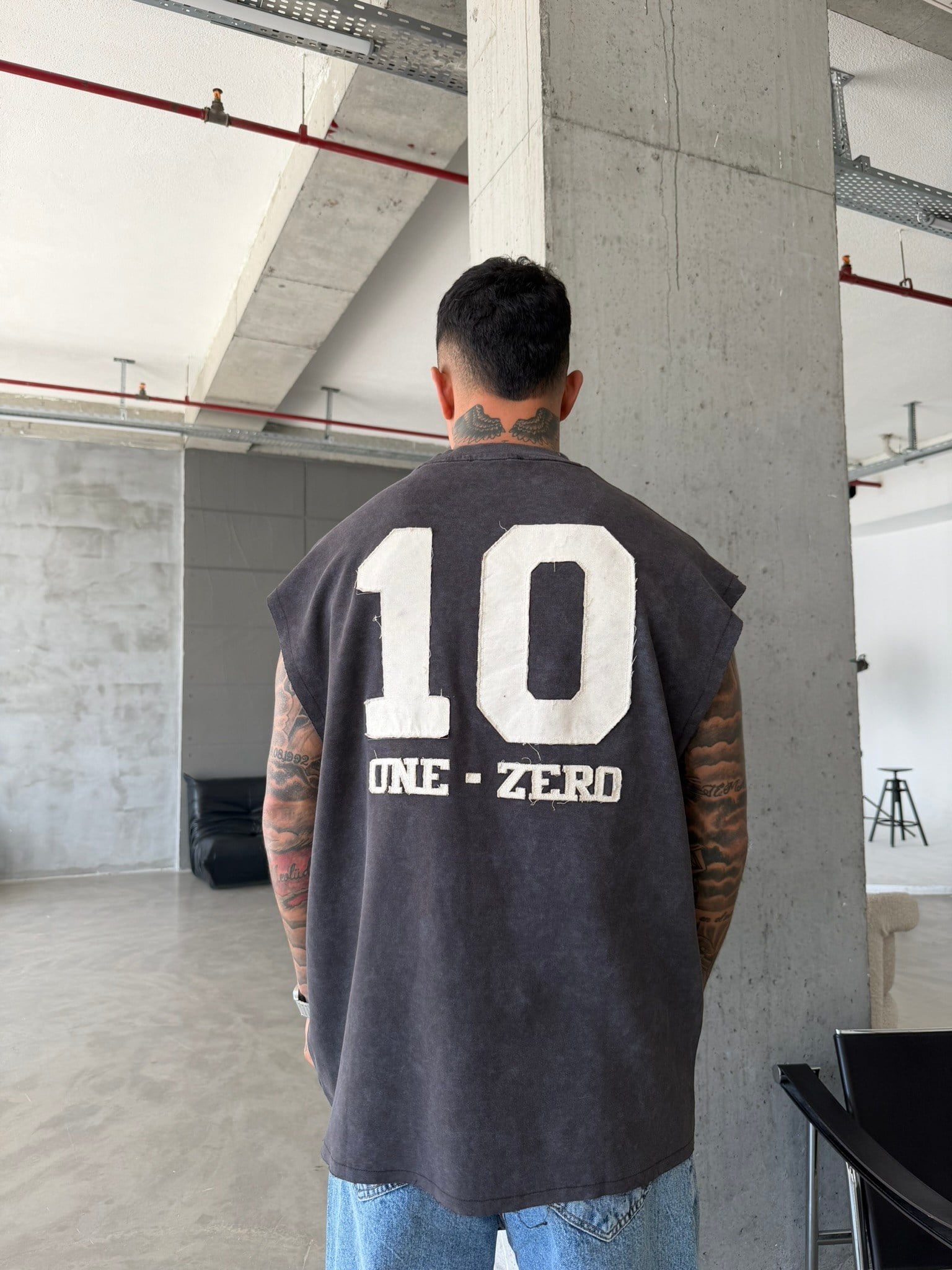 Premium One - Zero Nakışlı Sıfır Kol T-Shirt - Kahve
