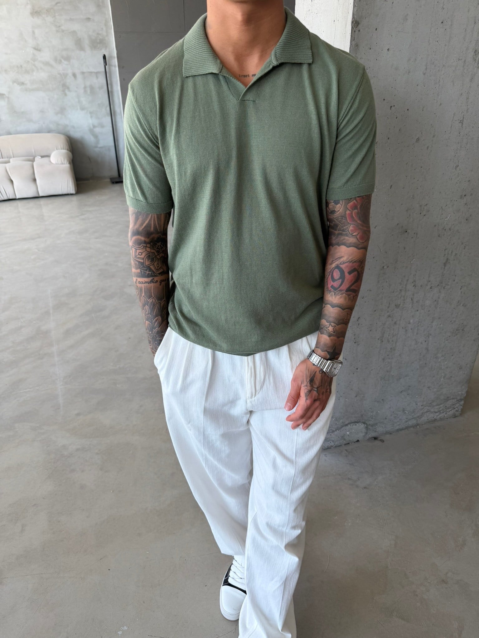 Premium Pat Yaka Basic T-Shirt - Haki