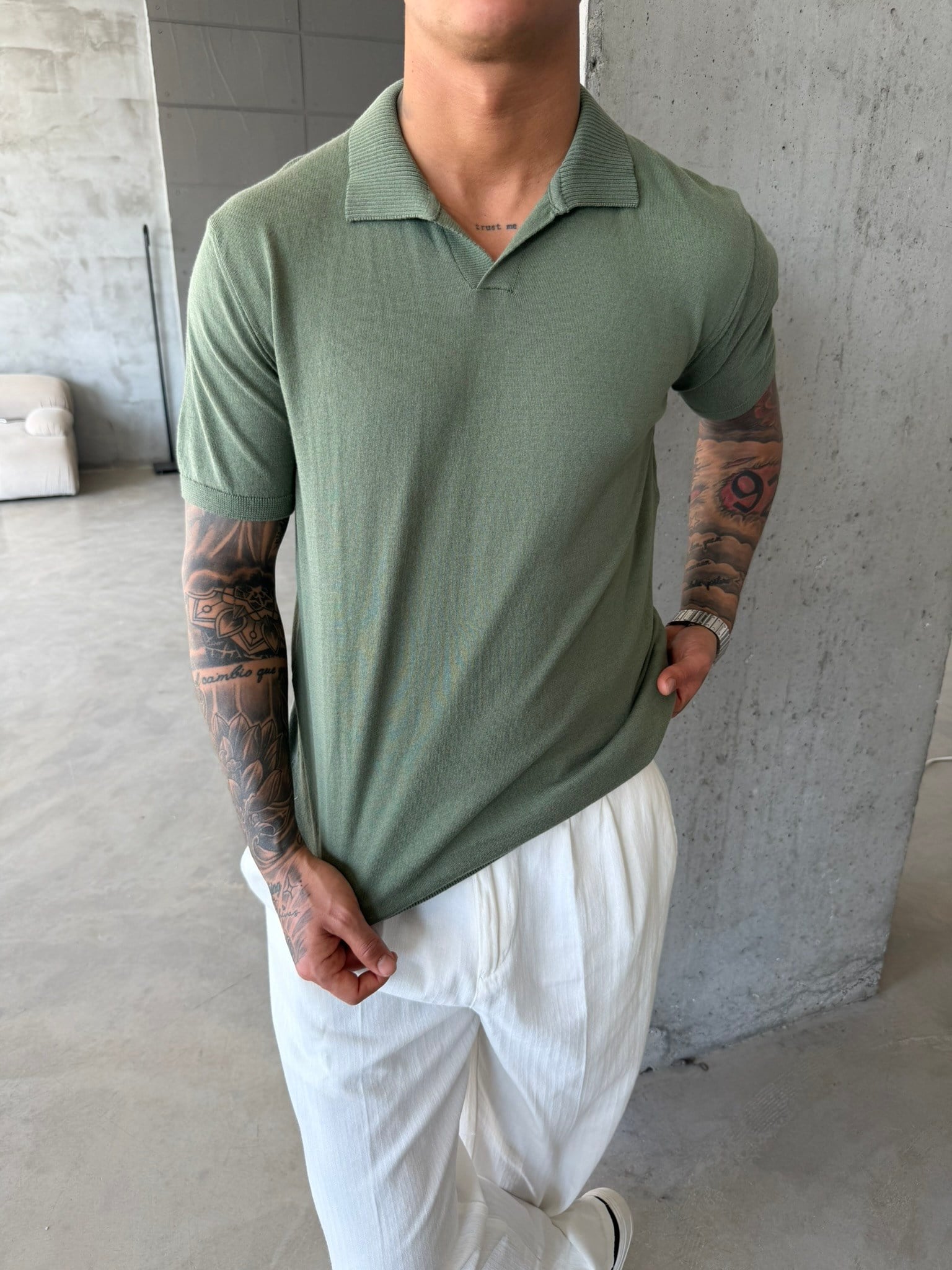 Premium Pat Yaka Basic T-Shirt - Haki