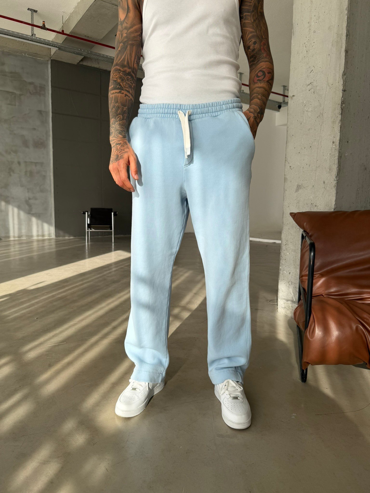 Premium Retro Yıkamalı Baggy Eşofman - Mavi