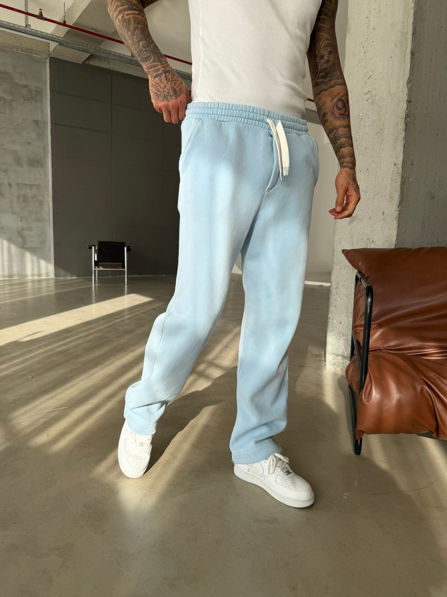 Premium Retro Yıkamalı Baggy Eşofman - Mavi