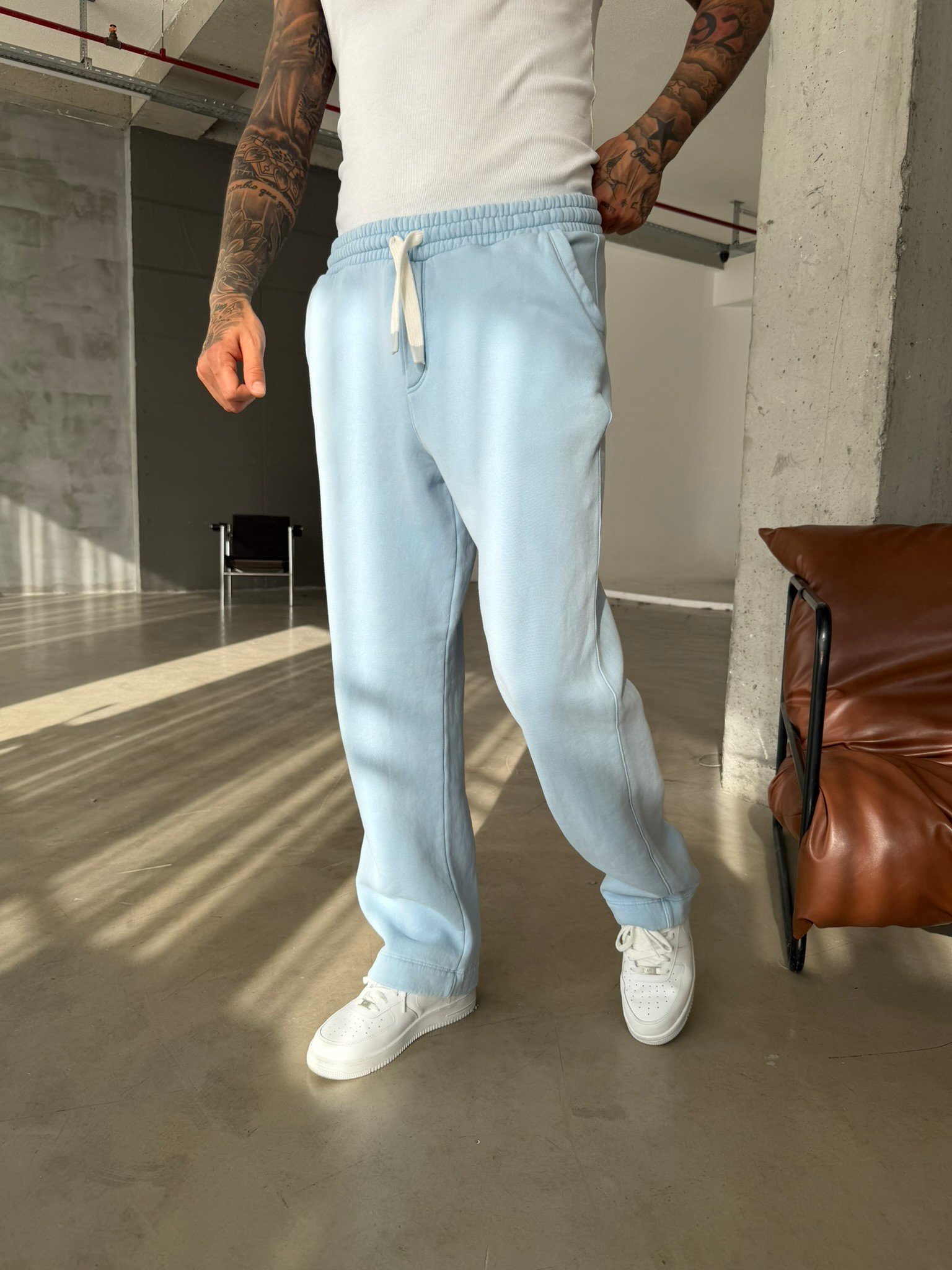 Premium Retro Yıkamalı Baggy Eşofman - Mavi