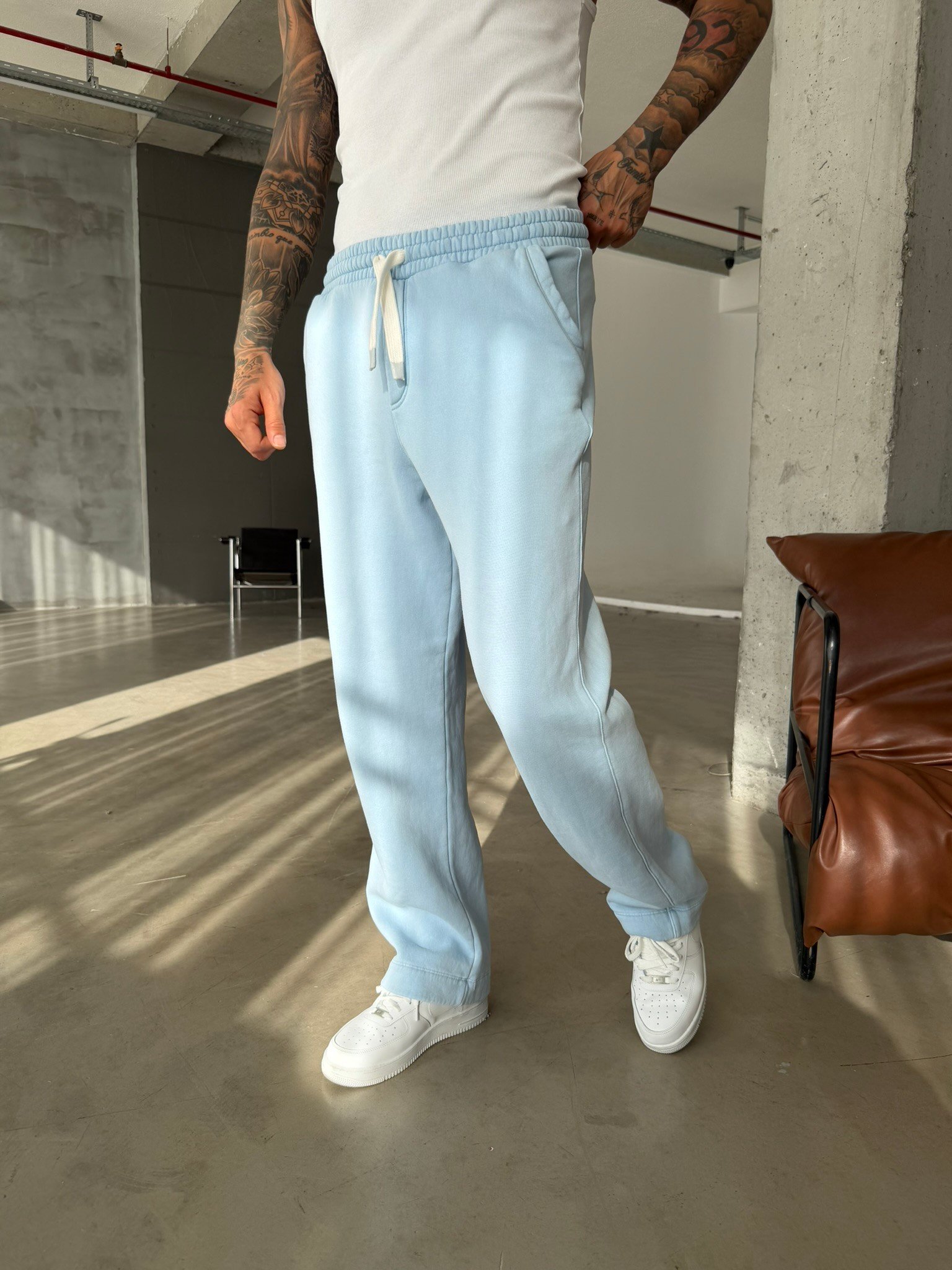 Premium Retro Yıkamalı Baggy Eşofman - Mavi