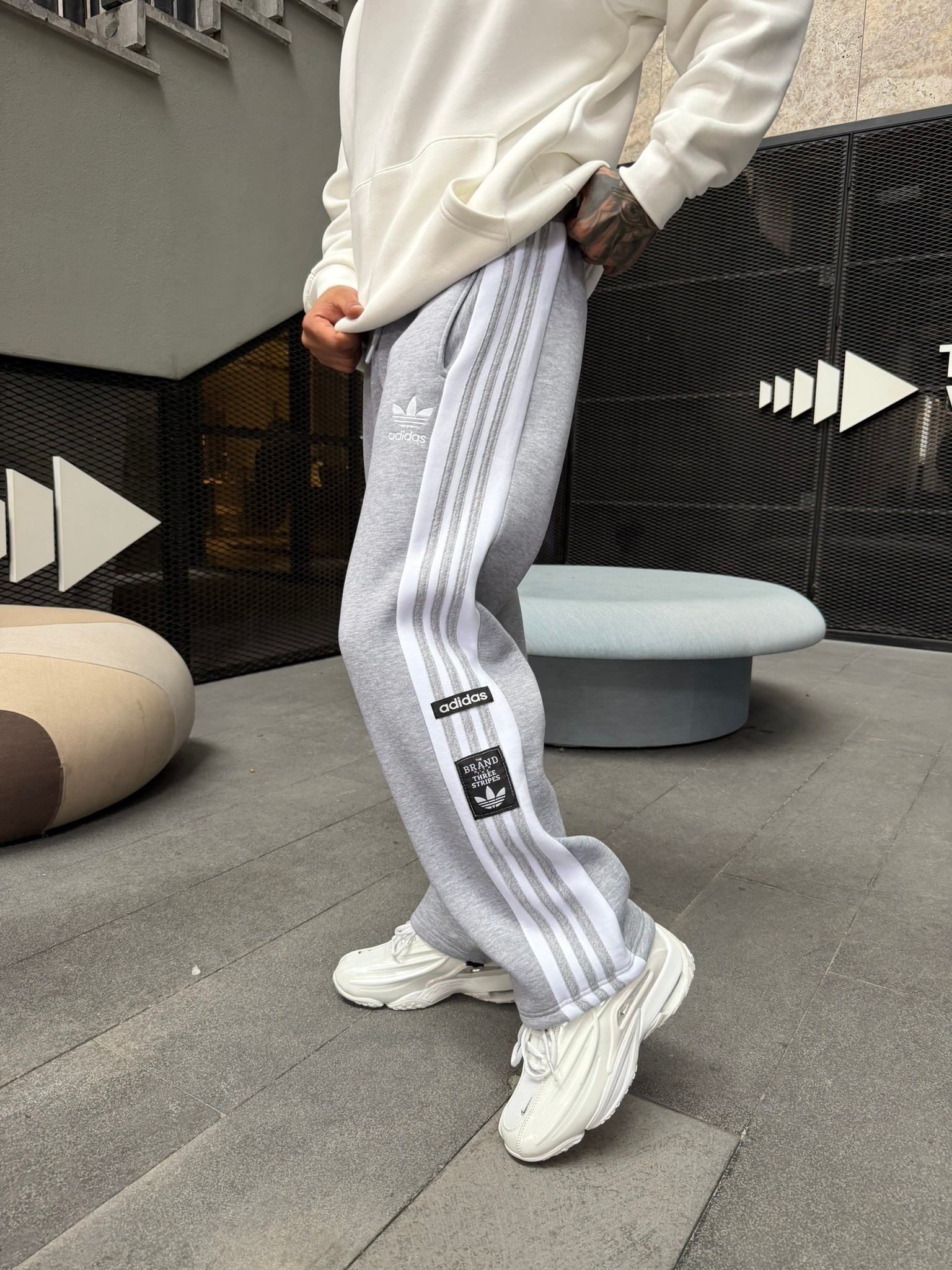 Premium Üç Cizgili Baggy Eşofman - Gri