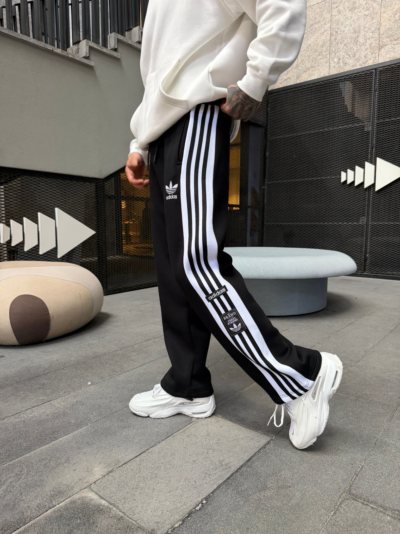 Premium Üç Cizgili Baggy Eşofman - Siyah