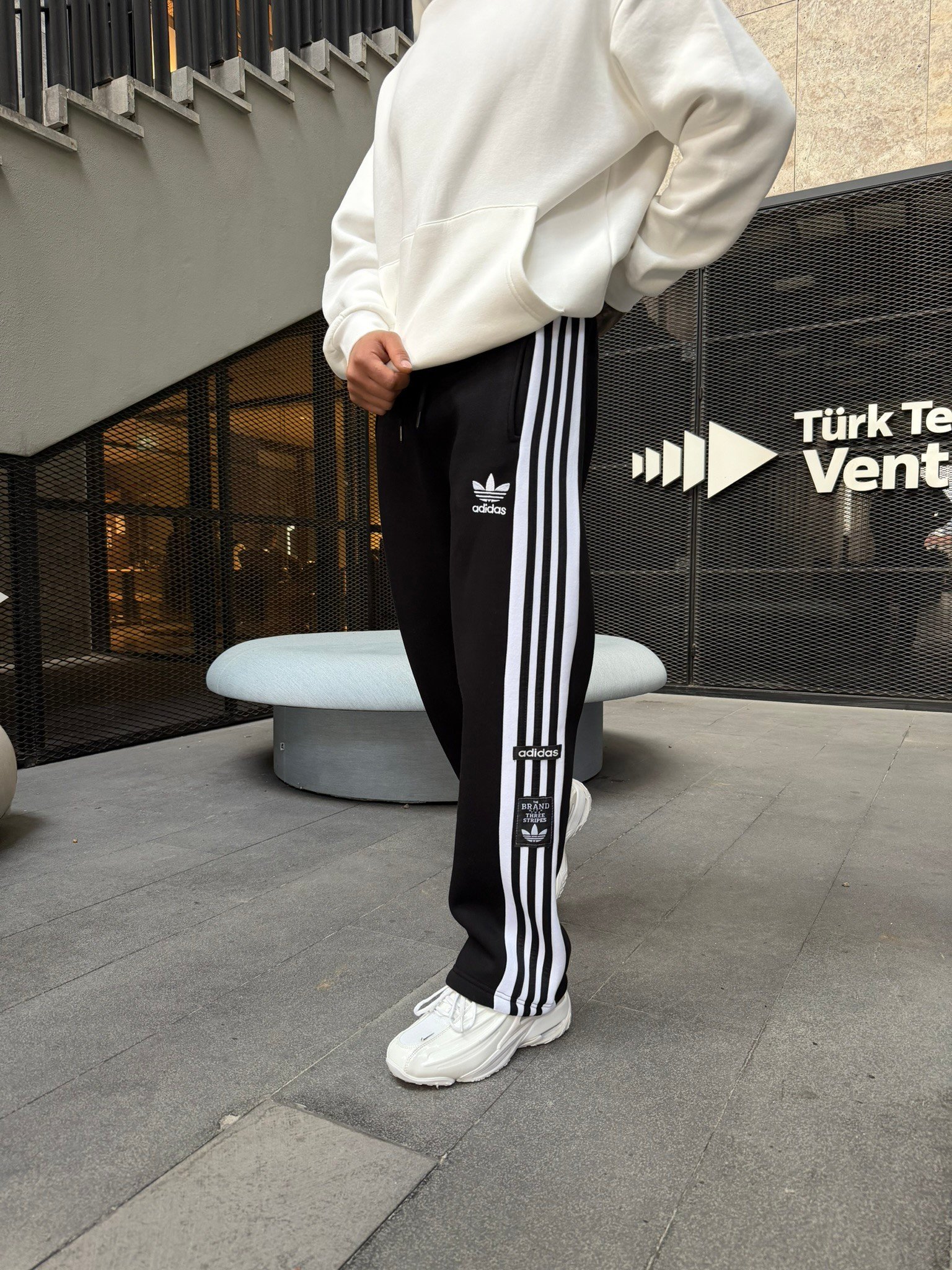 Premium Üç Cizgili Baggy Eşofman - Siyah