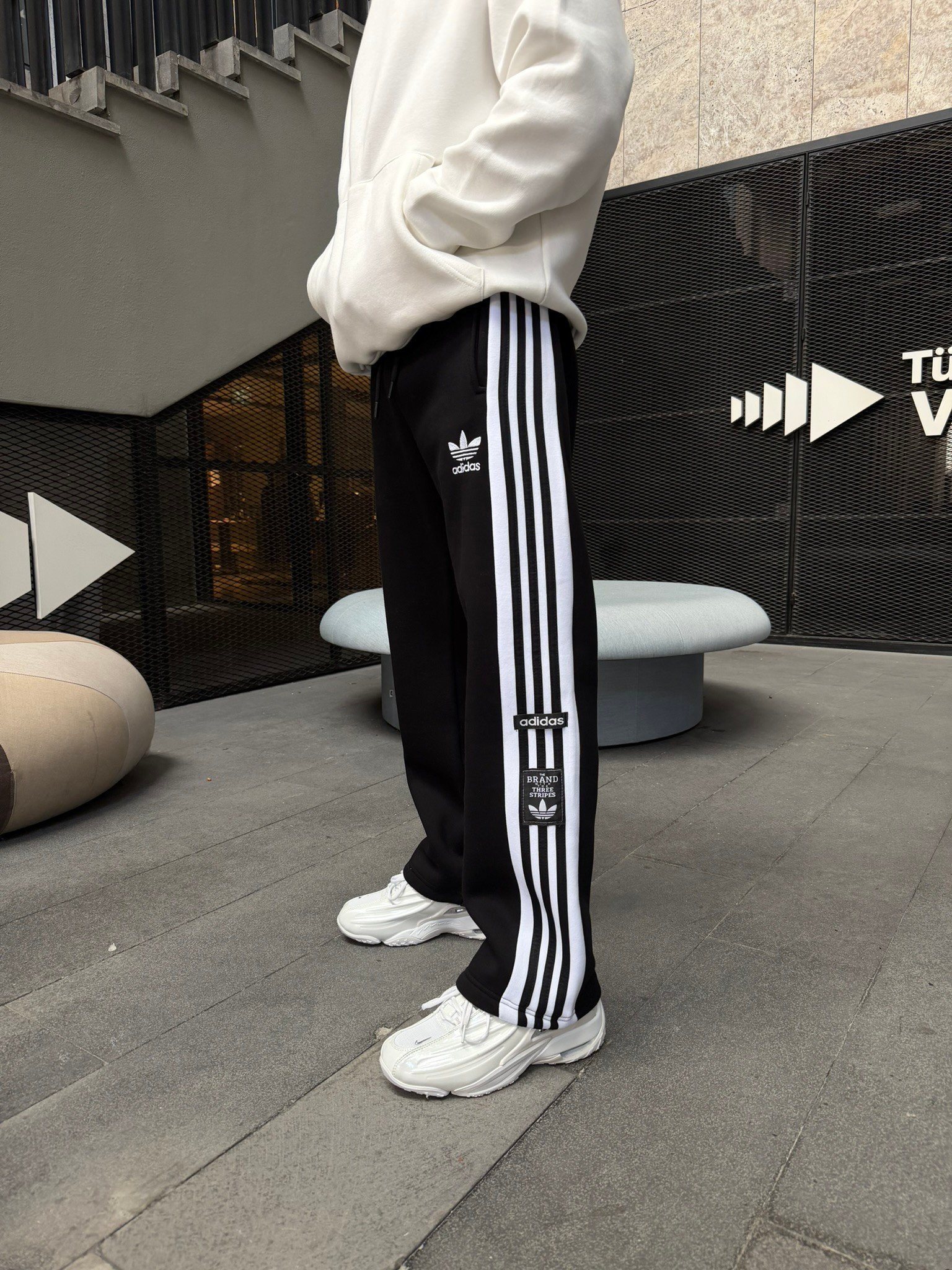 Premium Üç Cizgili Baggy Eşofman - Siyah