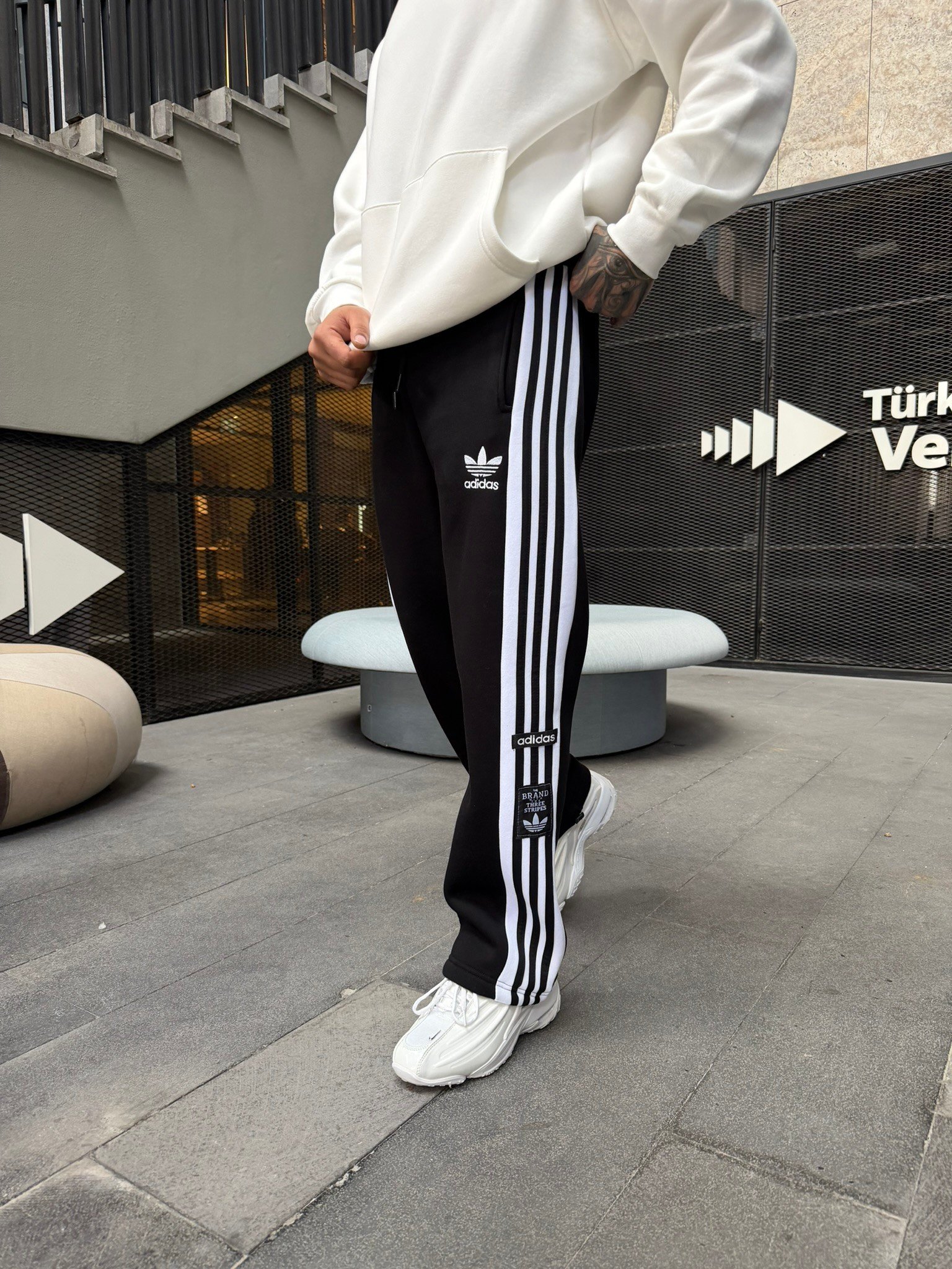 Premium Üç Cizgili Baggy Eşofman - Siyah