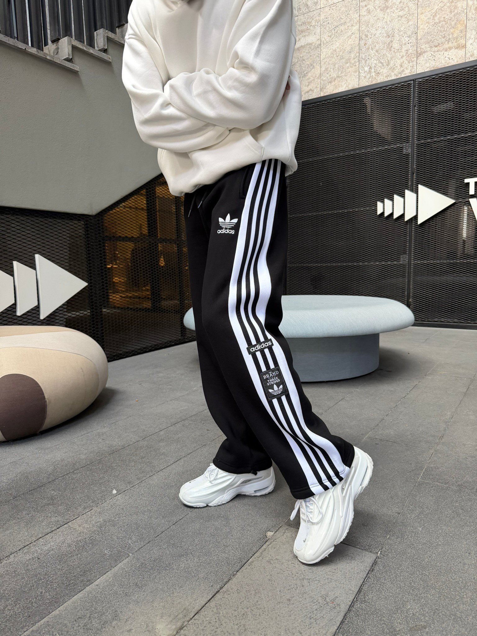 Premium Üç Cizgili Baggy Eşofman - Siyah