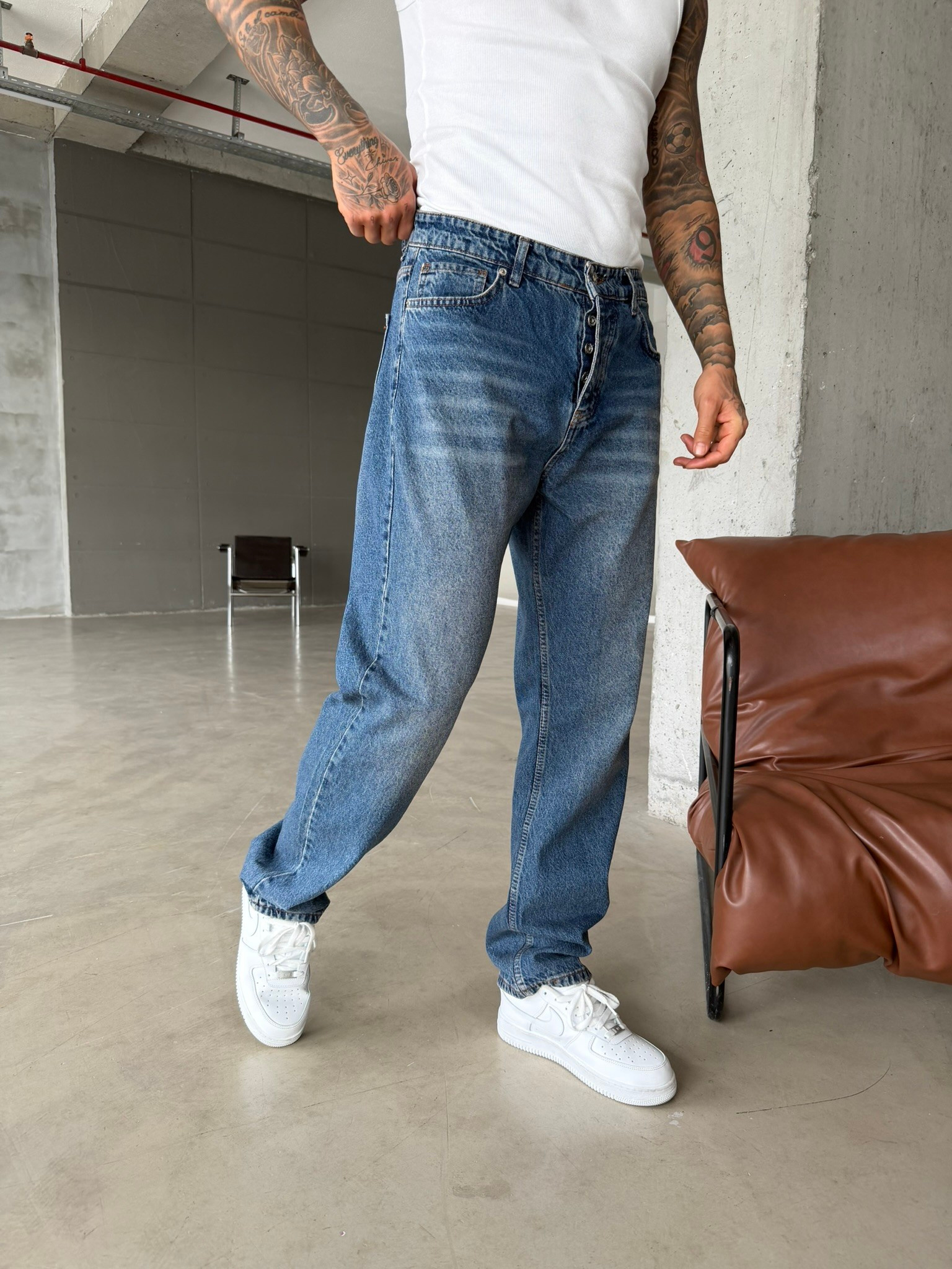 Premium Yıkamalı  Acid Baggy - İndigo