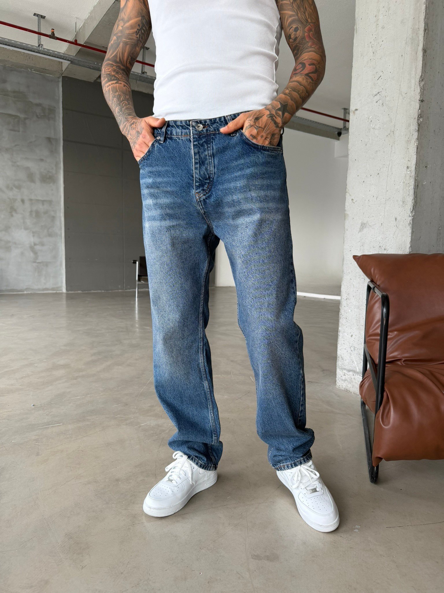 Premium Yıkamalı  Acid Baggy - İndigo