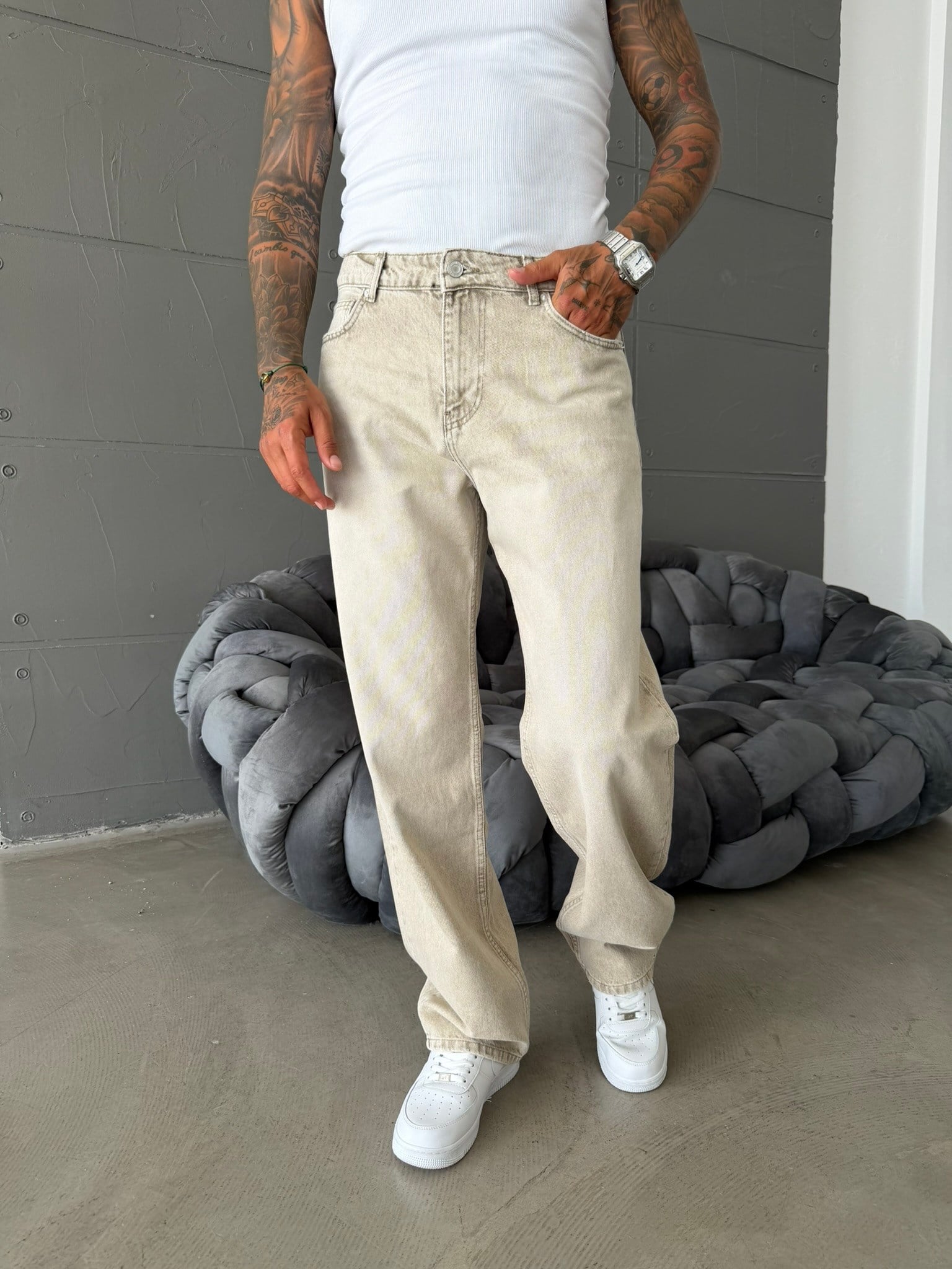 Premium Yıkamalı Basic Baggy Pantolon 