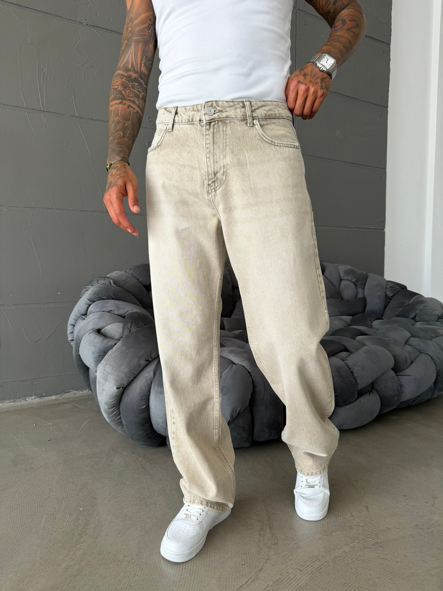 Premium Yıkamalı Basic Baggy Pantolon 