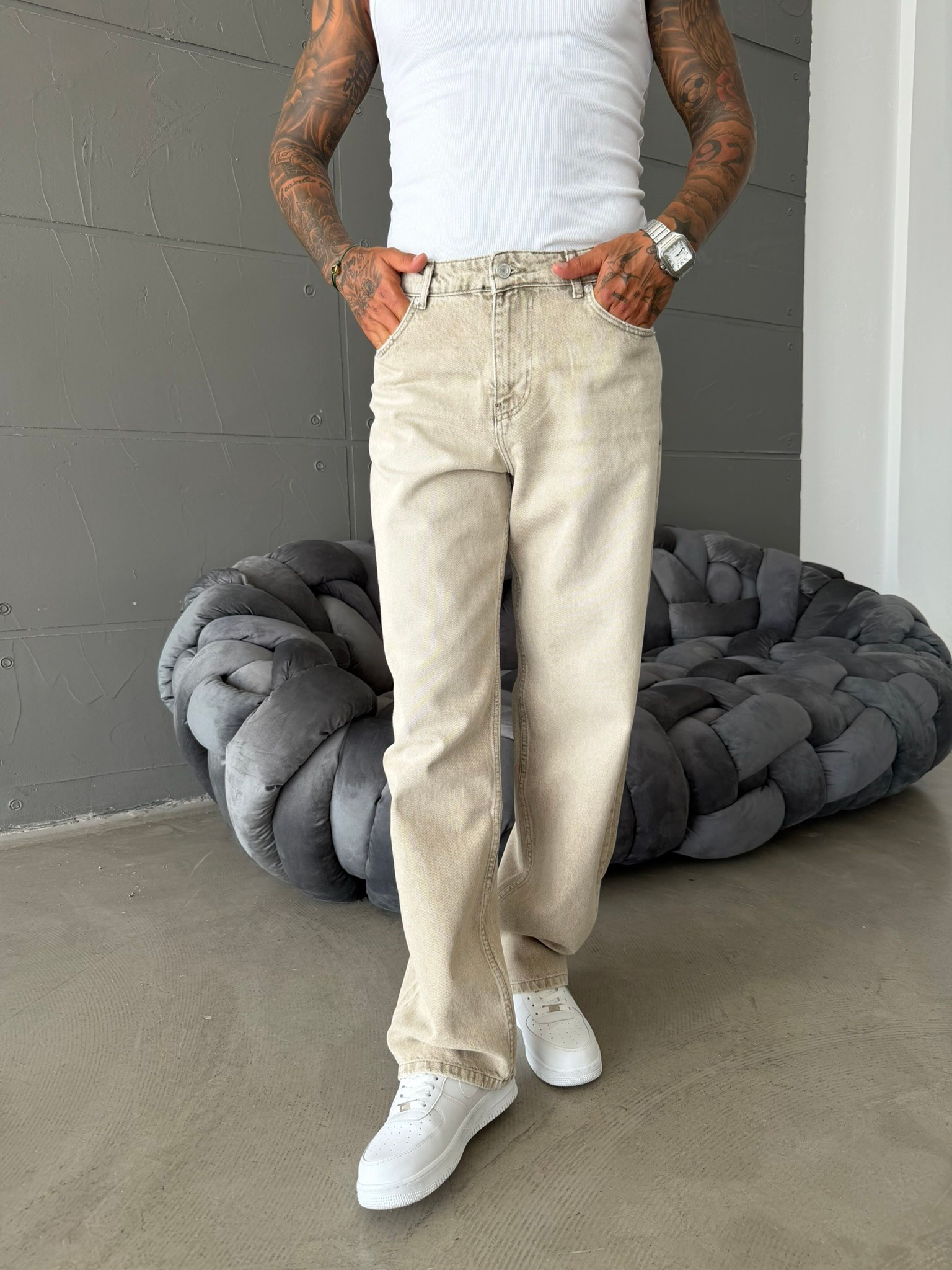 Premium Yıkamalı Basic Baggy Pantolon 