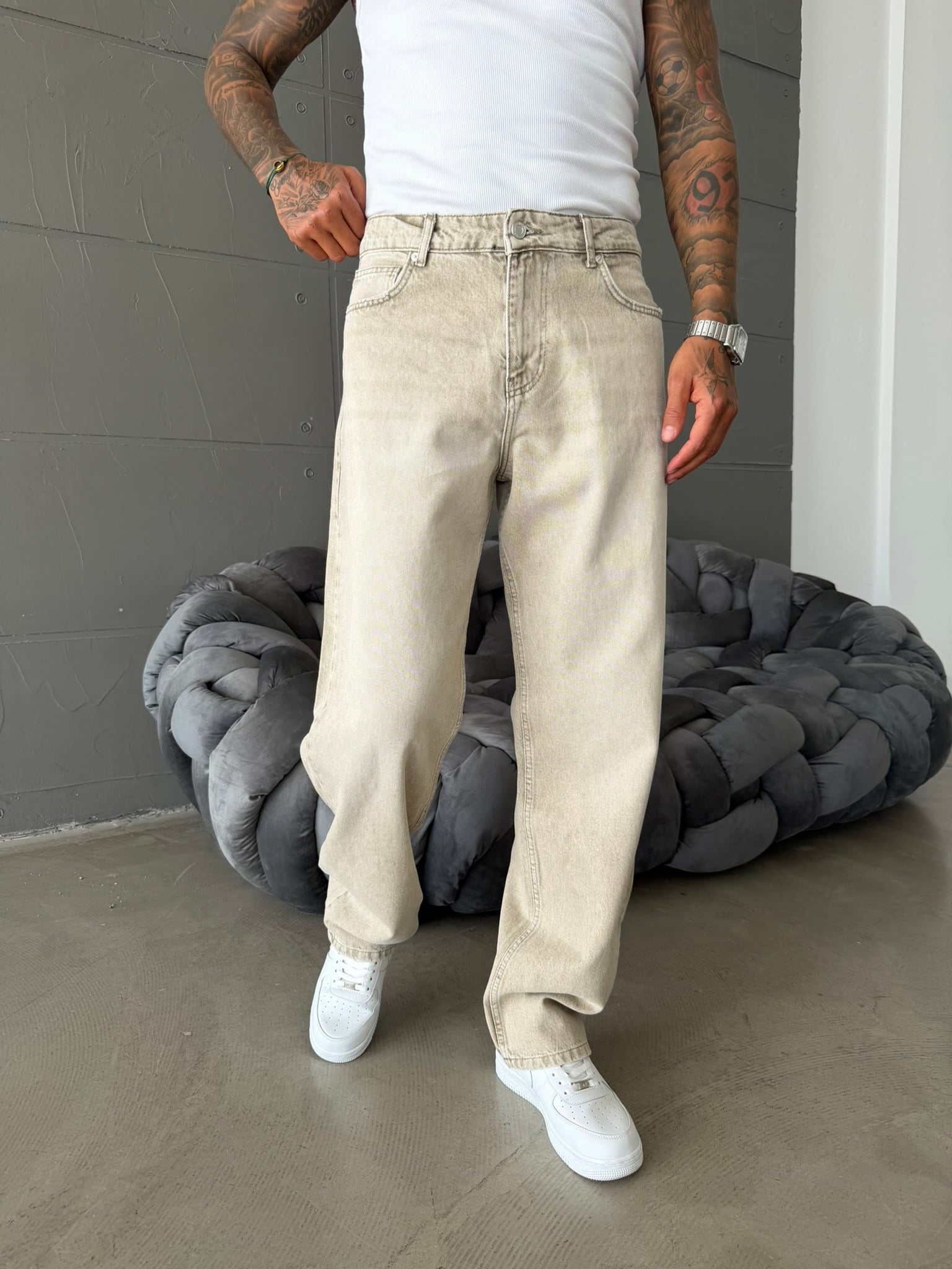 Premium Yıkamalı Basic Baggy Pantolon 