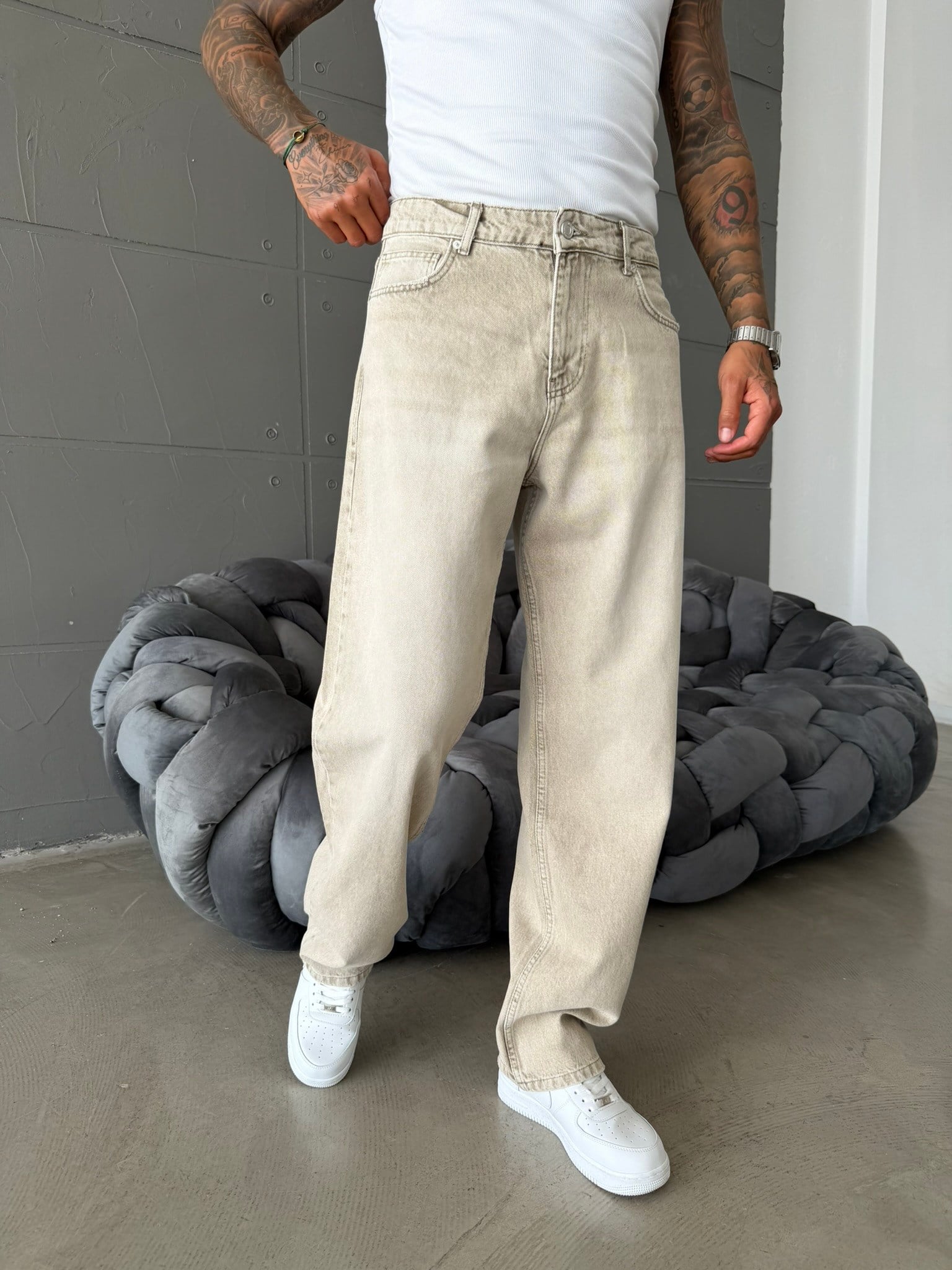 Premium Yıkamalı Basic Baggy Pantolon 