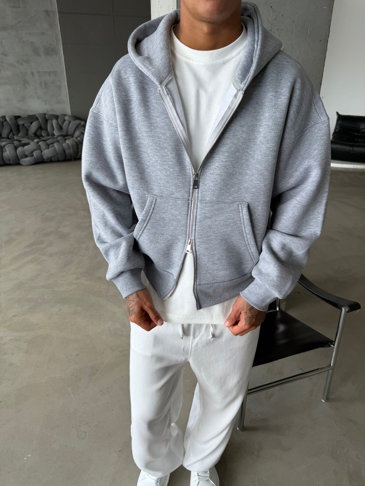 Puffer Boxy Fit Zippered Hoodie