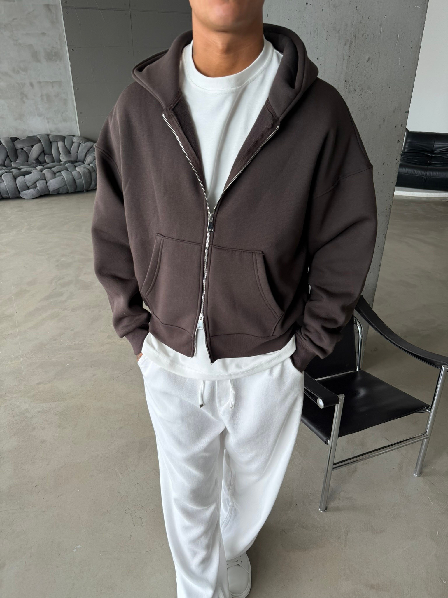 Puffer Boxy Fit Zippered Hoodie