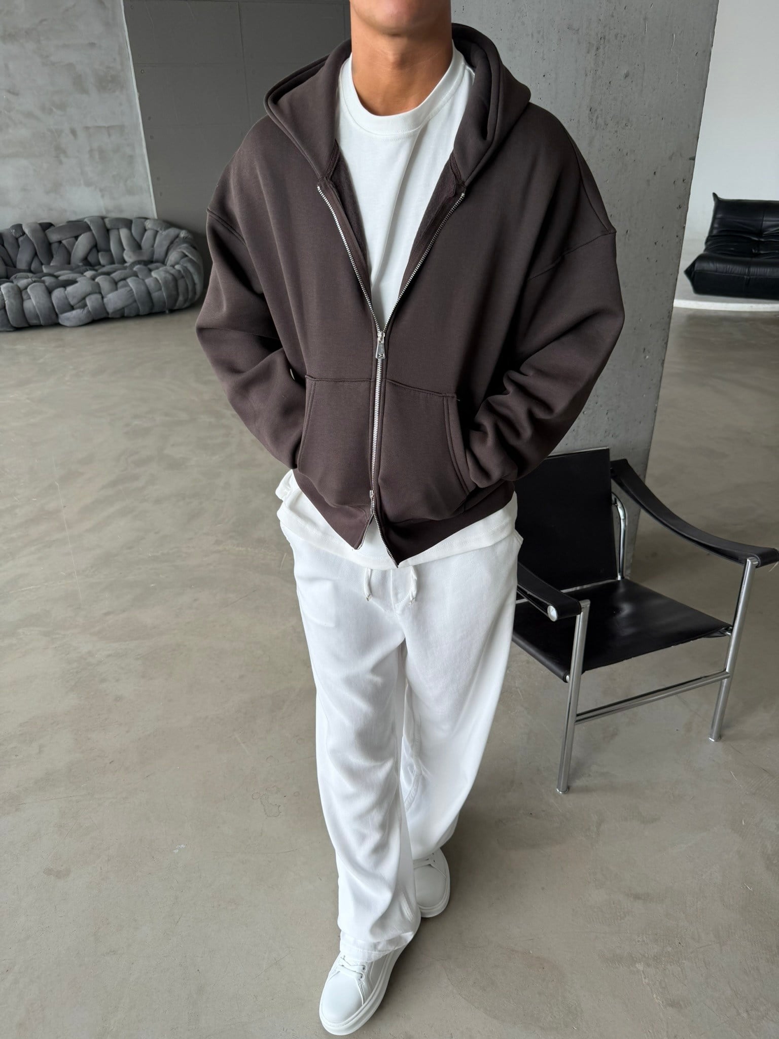 Puffer Boxy Fit Zippered Hoodie