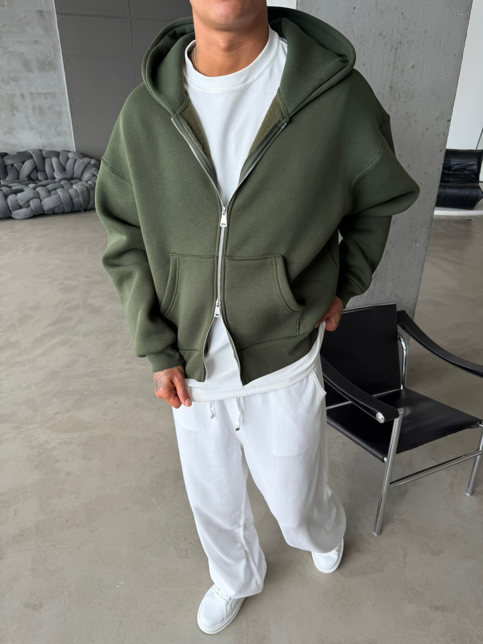 Puffer Boxy Fit Zippered Hoodie