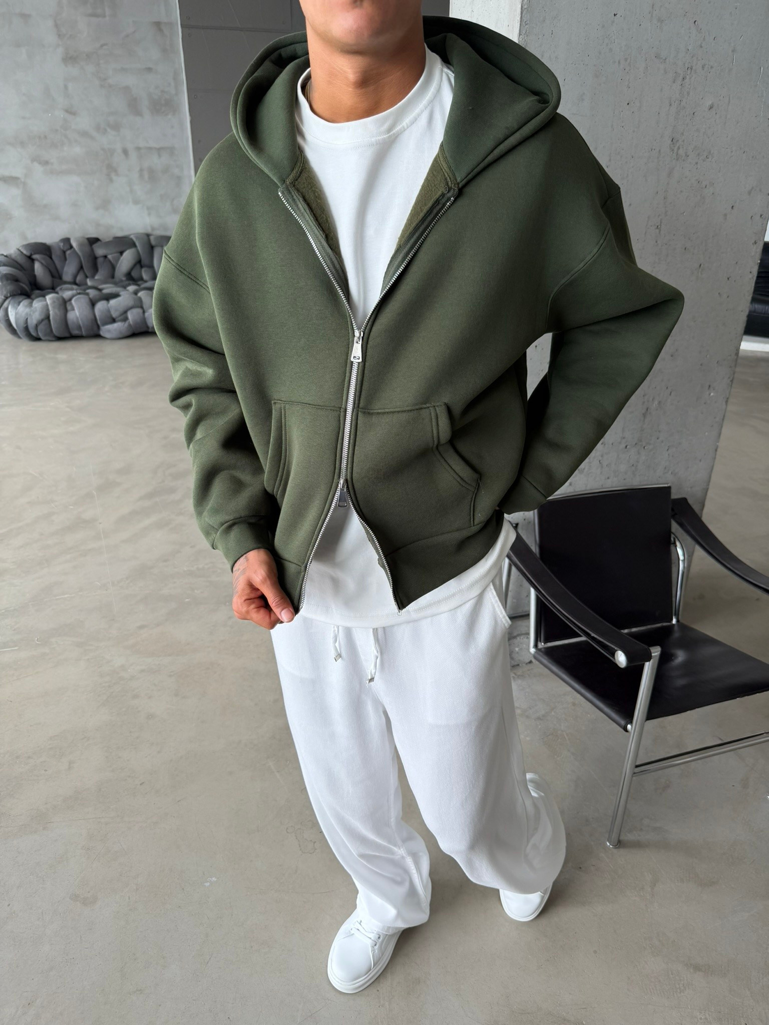 Puffer Boxy Fit Zippered Hoodie
