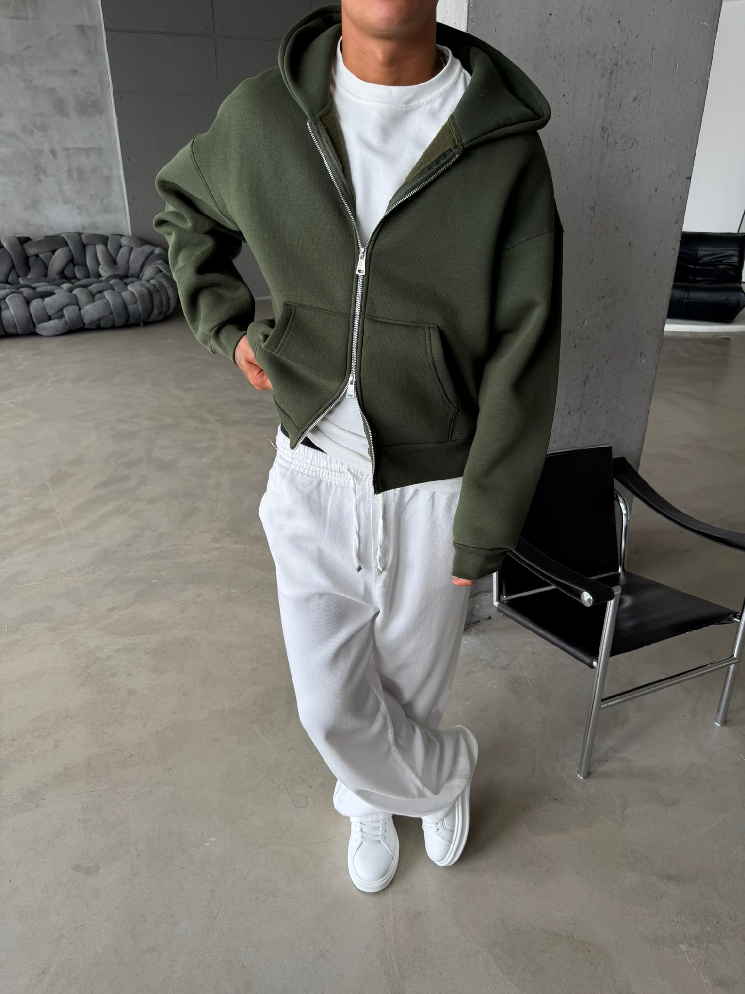 Puffer Boxy Fit Zippered Hoodie