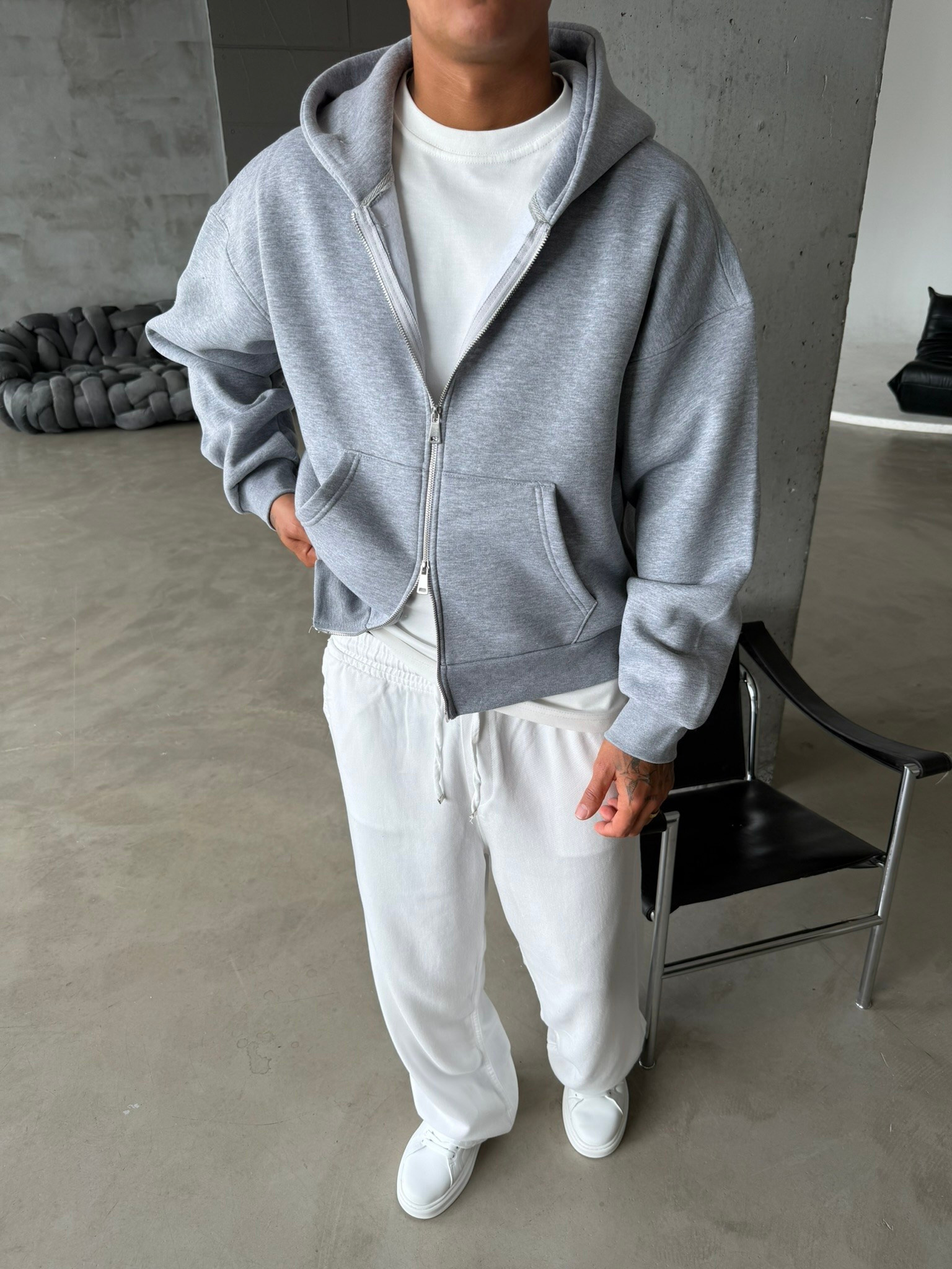 Puffer Boxy Fit Zippered Hoodie