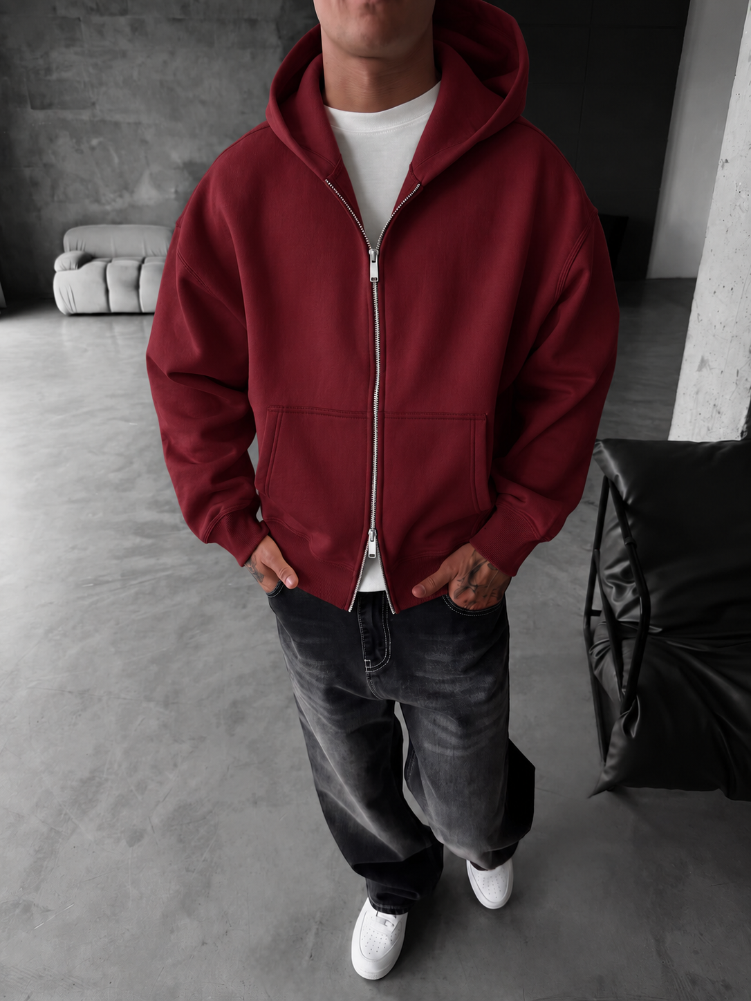 Puffer Boxy Fit Zippered Hoodie