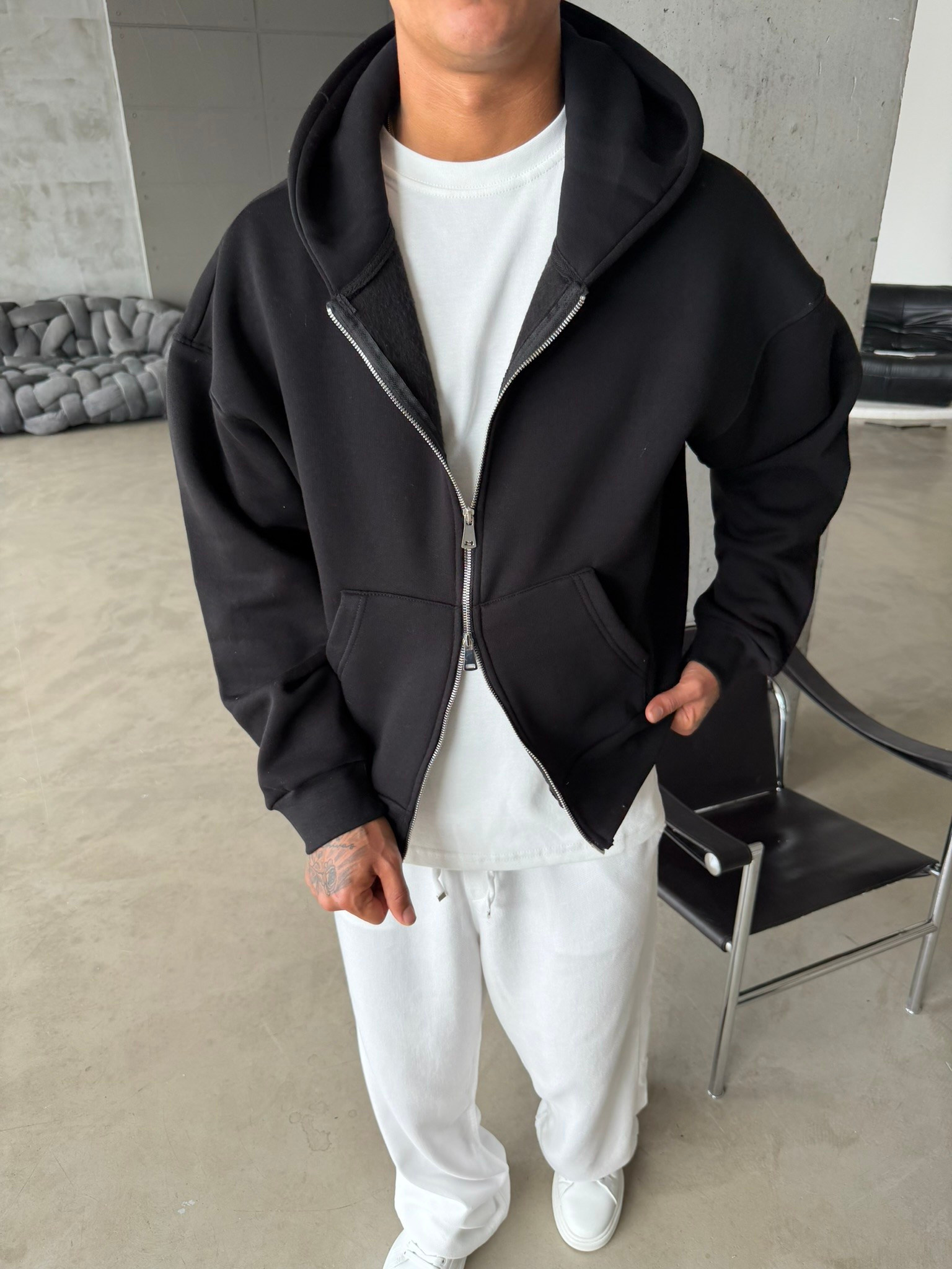 Puffer Boxy Fit Zippered Hoodie
